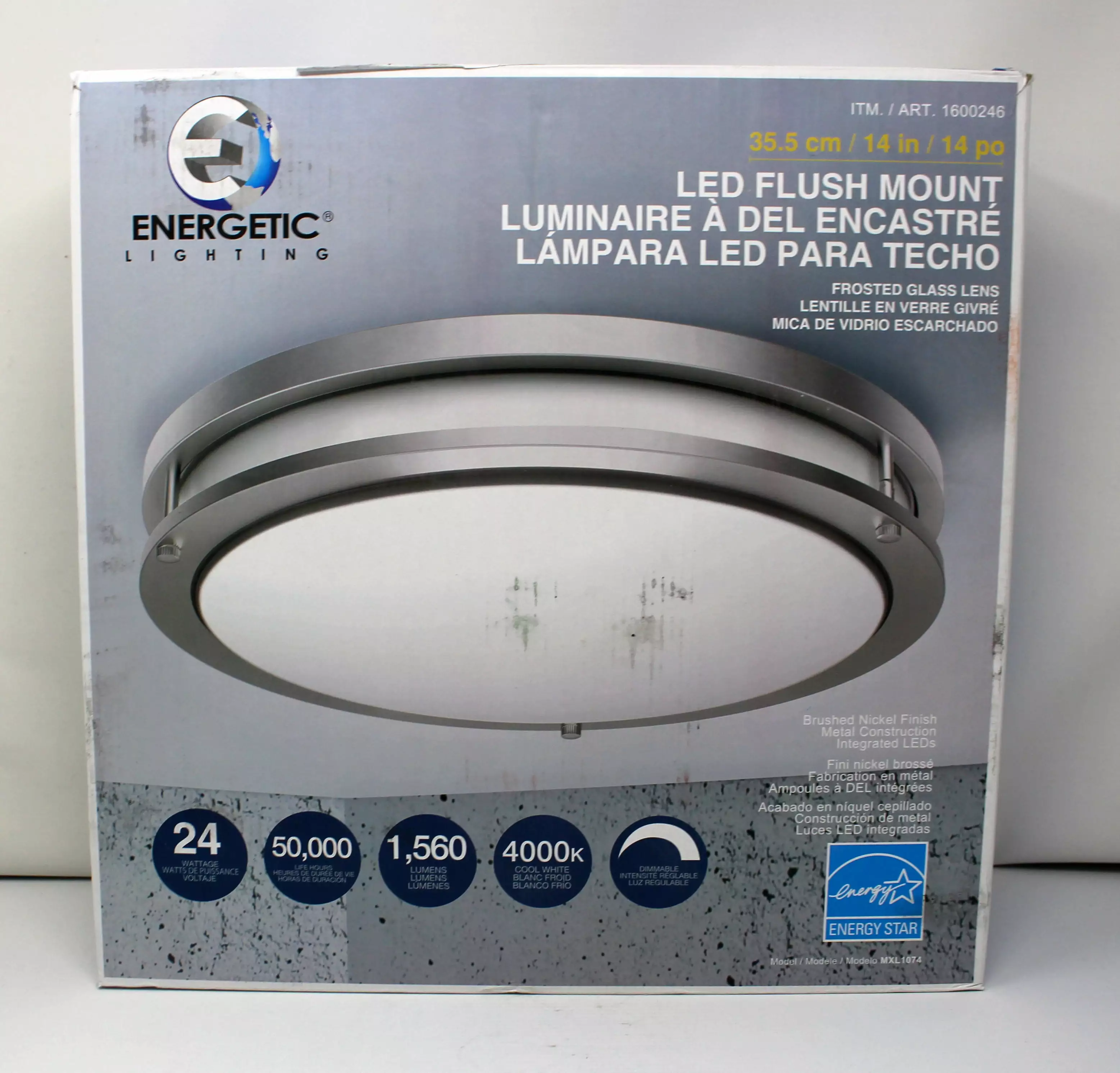 Energetic Lighting 14 Double Ring LED Flush Mount Ceiling Light 24w Dimmable