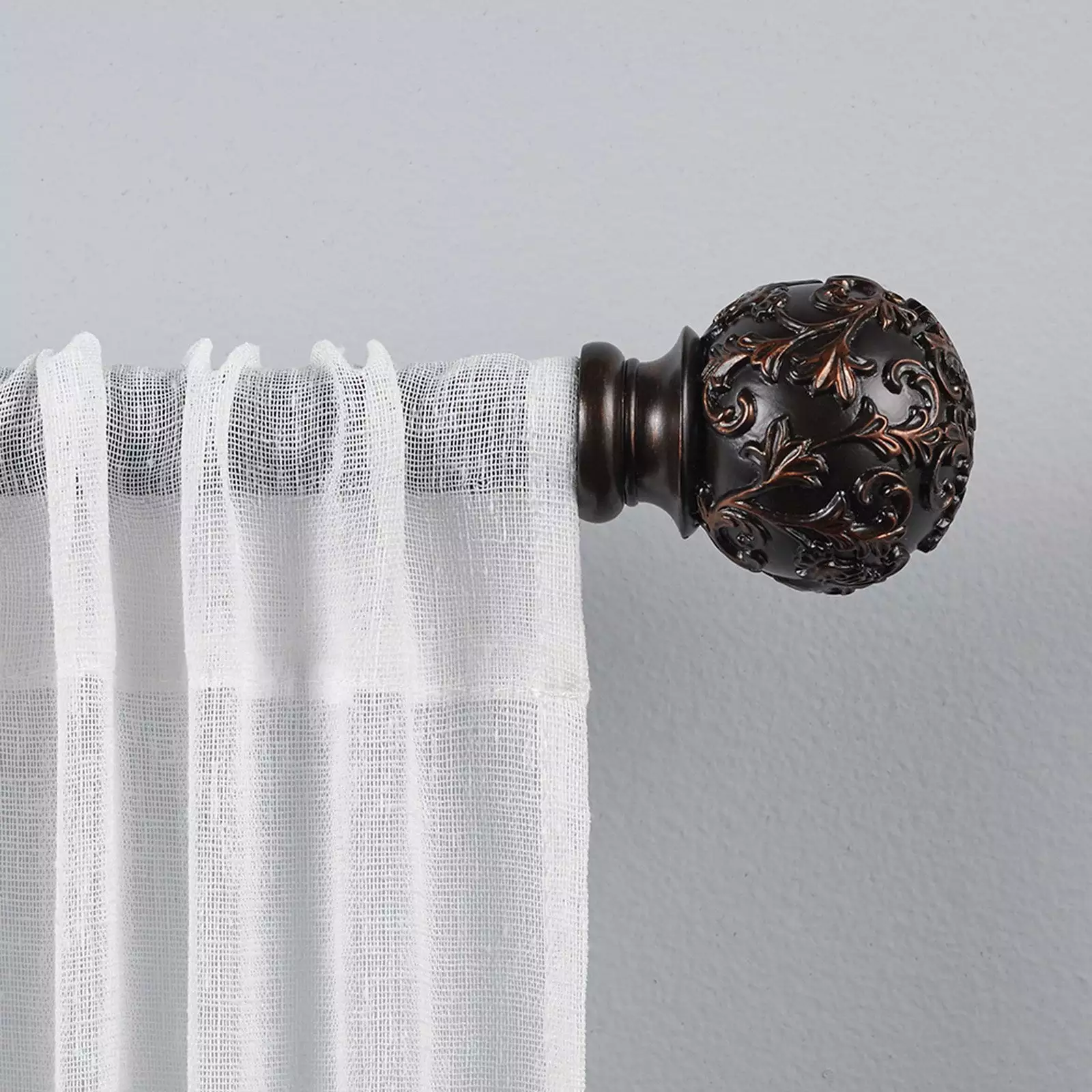 Exclusive Home Vine 1 Curtain Rod and Finial Set. Matte Bronze. Adjustable 66-120