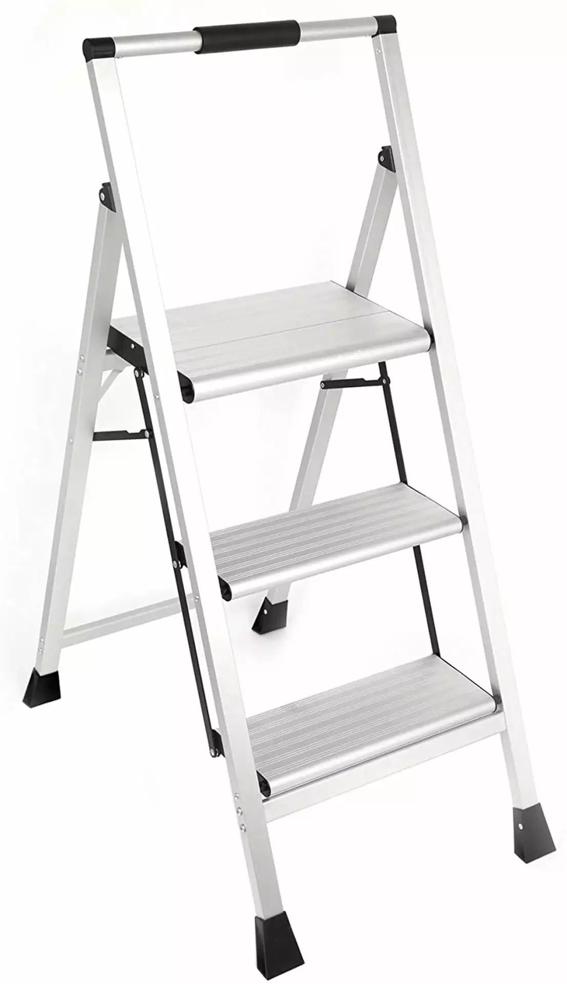 Eyliden 3 Step Stool. Lightweight Aluminum Folding Step Stool. Multi-Use Non-Slip Wide Platform Ultra-Light Sturdy Stool. 225lbs Capacity. Fully Assembled for Household and Office