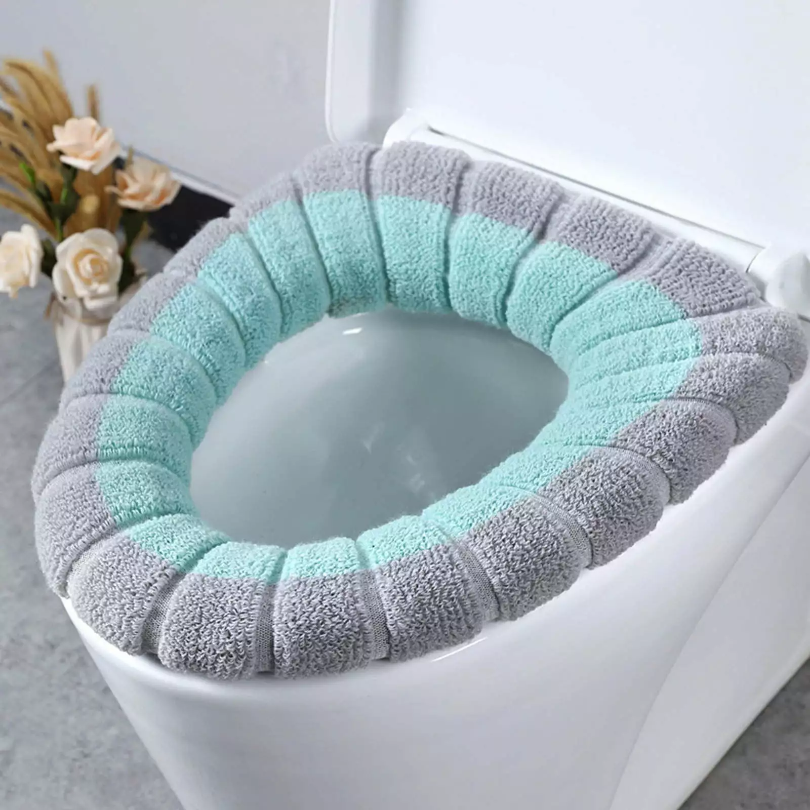 FNYOXU Toilet Seat Cushion Winter Thickened Toilet Cover Knitted Toilet Seat Cushion Washable Household Toilet Cover