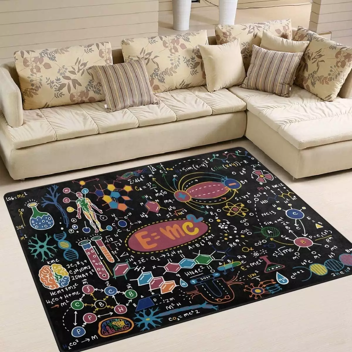 FREEAM Scientific Formulas Physics Math Educational Area Rug Mat for Living Dining Dorm Room Bedroom Home Decorative 5' x 7'