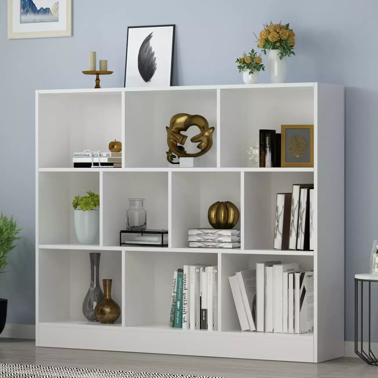 FUFU&GAGA 10-Cube Storage Shelf. Multipurpose Cubby Shelving Unit Display Storage Bookcase Bookshelf. Storage Cubes Organizer Cabinet for Home Office Living Room Bedroom. White(L 47.2in)