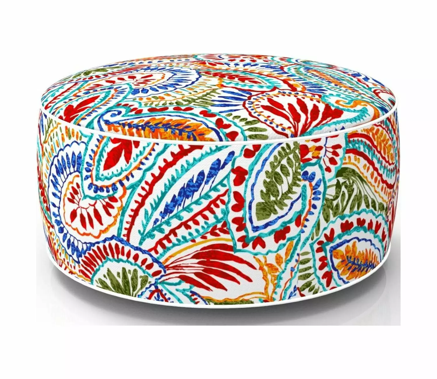 Fabritones Inflatable Footstool Ottoman Red and Blue Paisley Round 21x9 Inch Patio Foot Stools and Ottomans Portable Footrest Used for Outdoor Camping Home Yoga Foot Rest