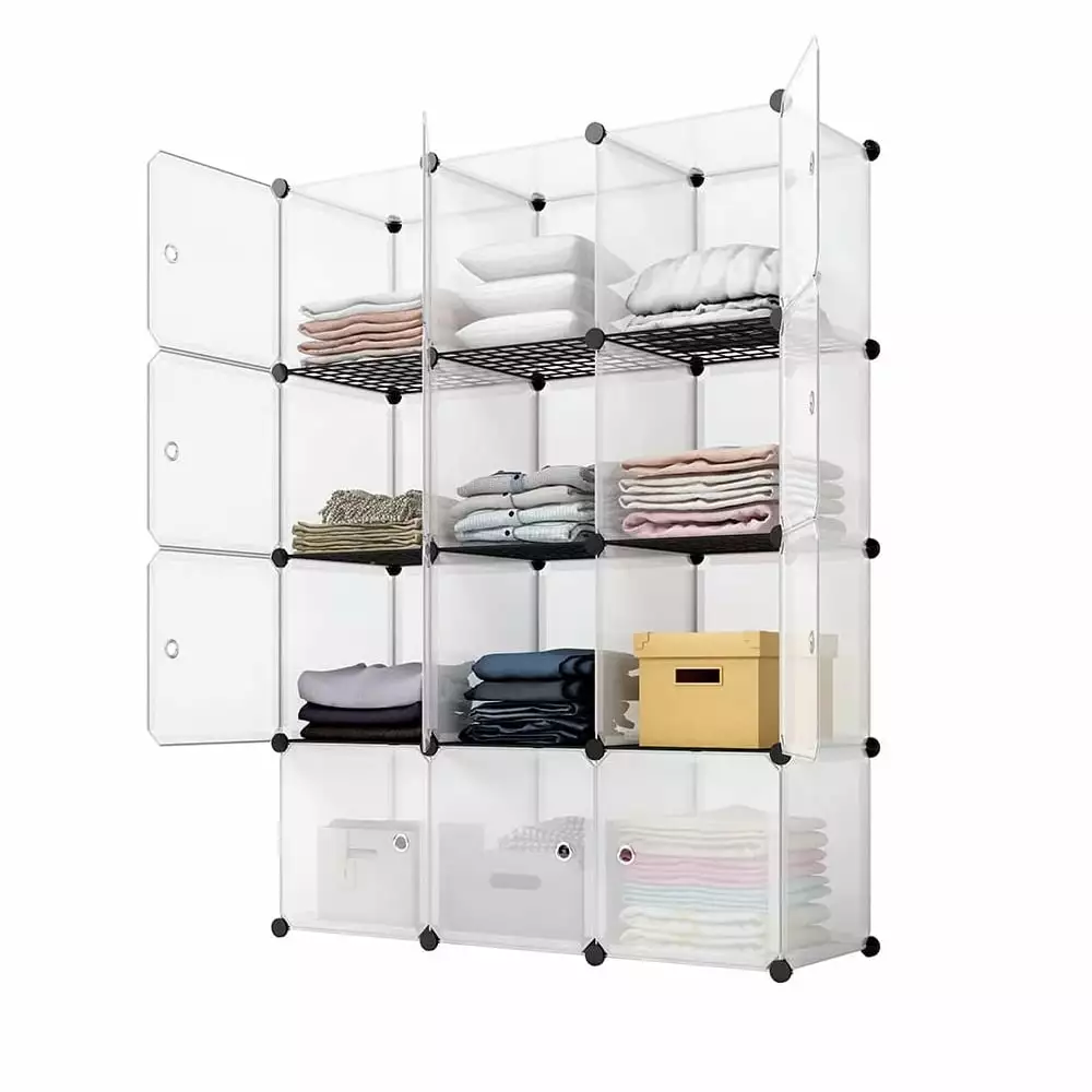 Fairnull 12-Cube Storage Shelf Cube Shelving Bookcase Bookshelf Organizing Closet Toy Organizer Cabinet White Color