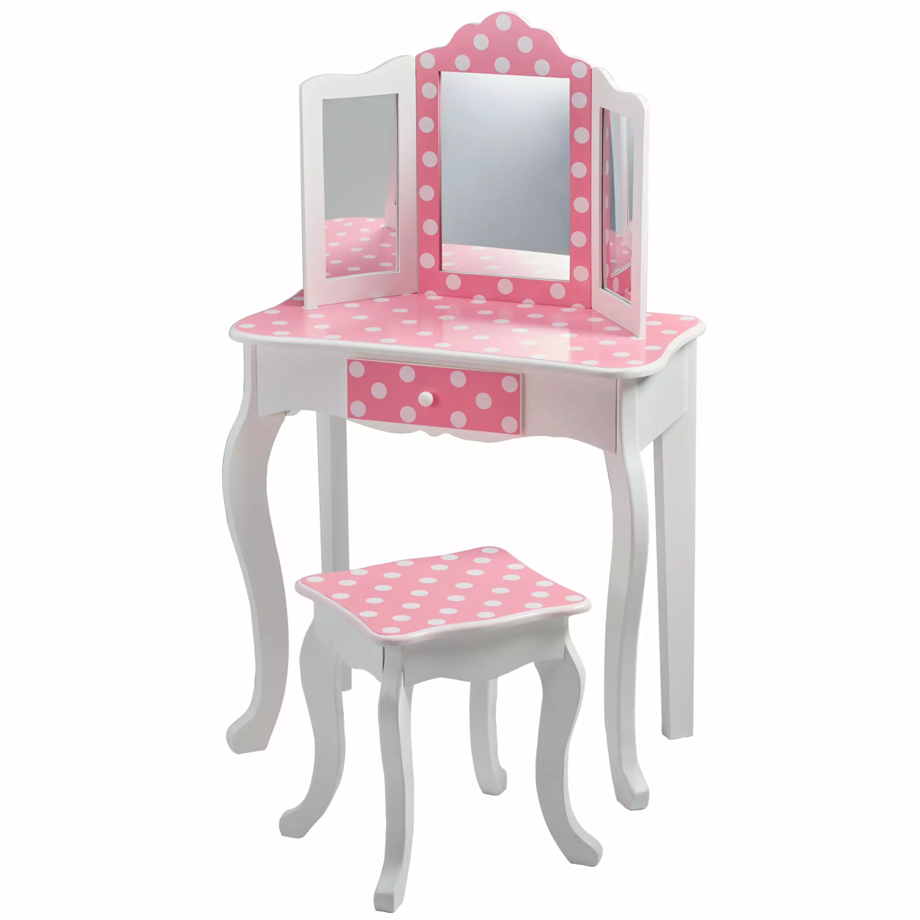 Fantasy Fields Gisele Polka Dot Vanity Table & Stool. White