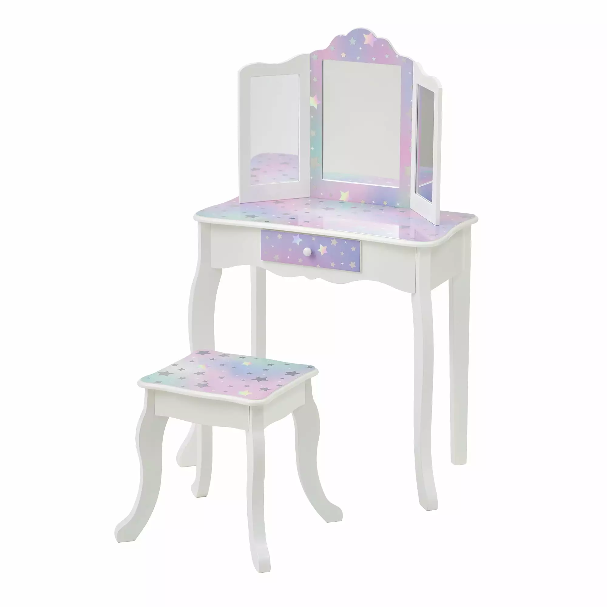 Fantasy Fields Gisele Starry Sky Kids Vanity Table & Stool. White