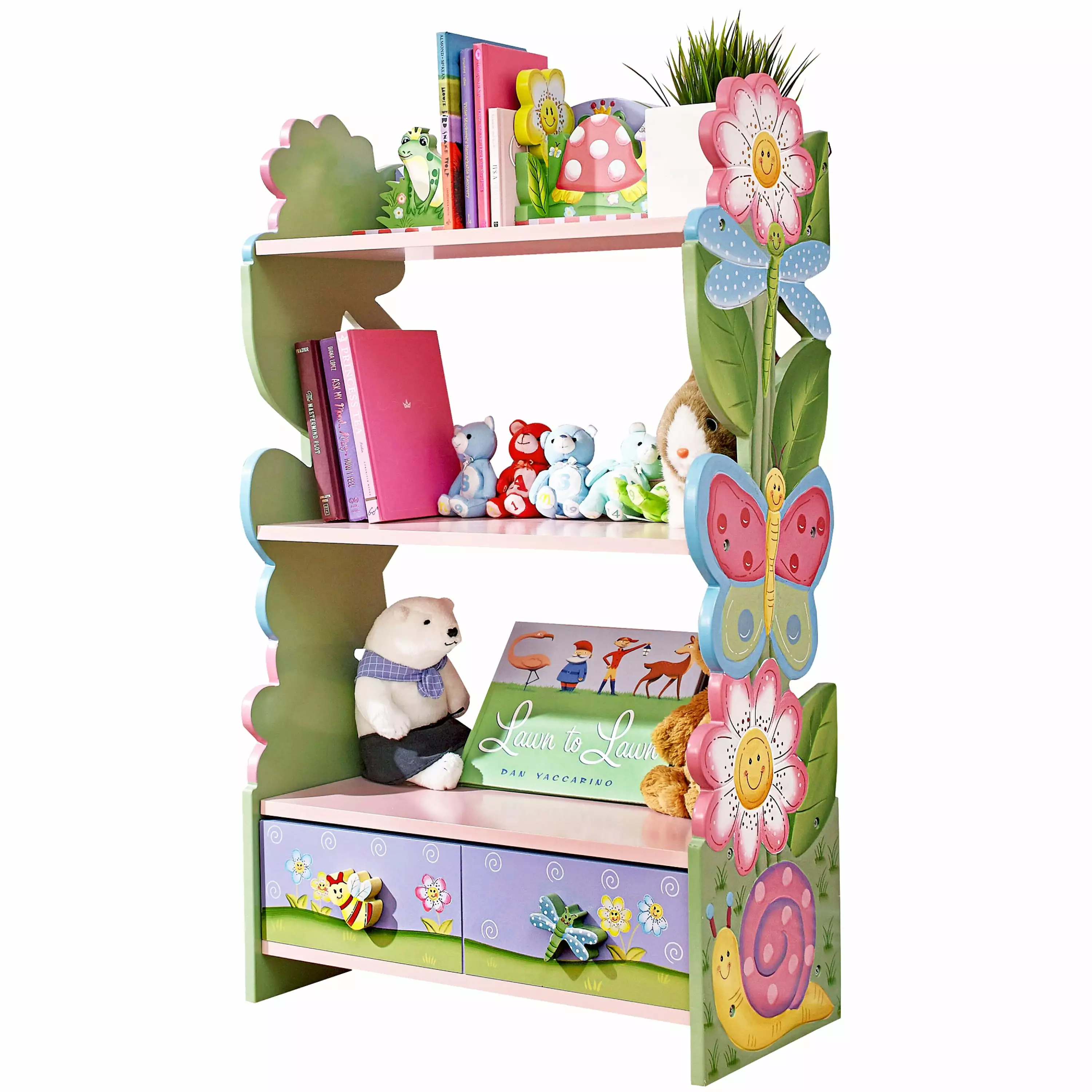 Fantasy Fields Magic Garden Kids 3-Tier Bookshelf & Drawer