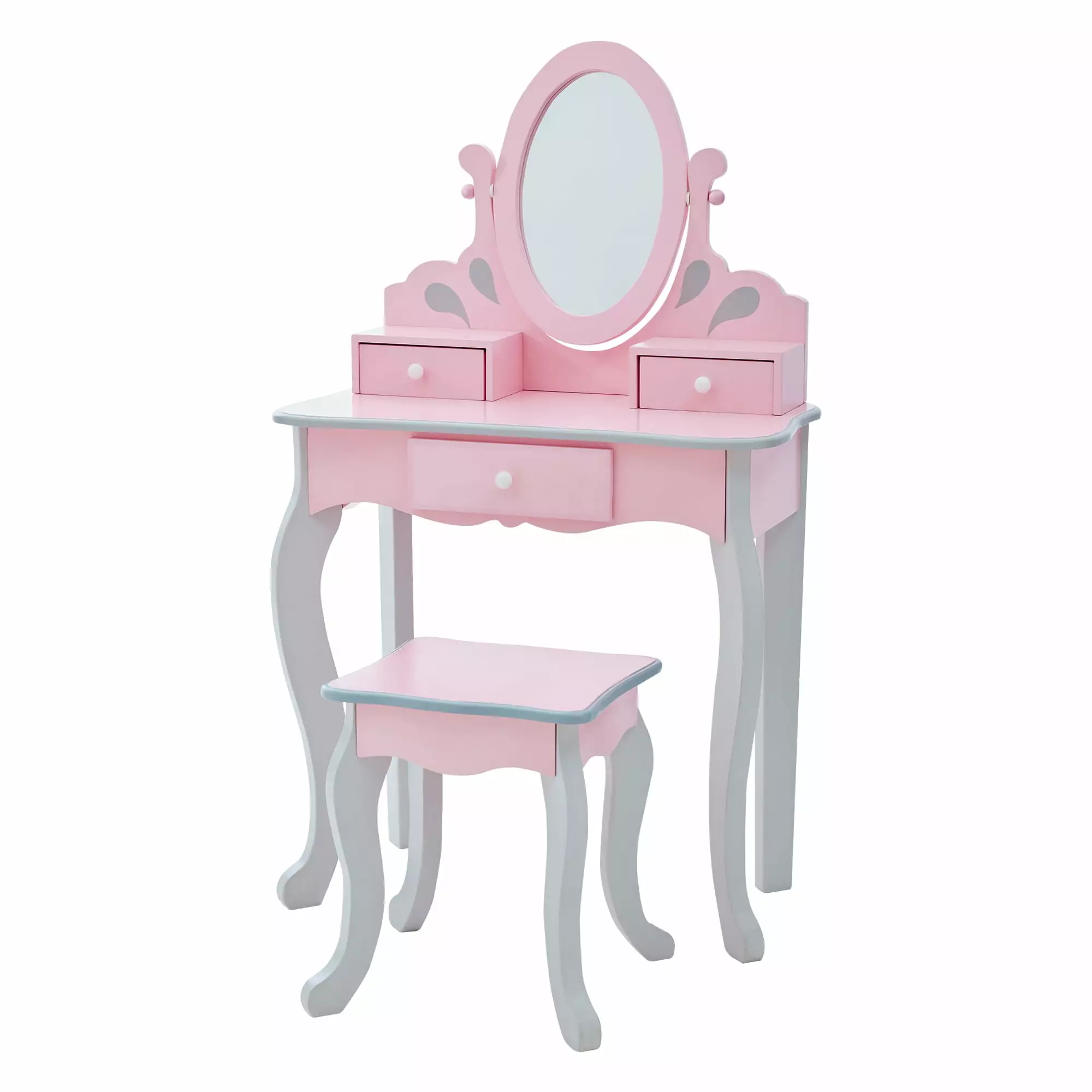 Fantasy Fields Rapunzel Kids Vanity Table & Stool. Pink/Grey