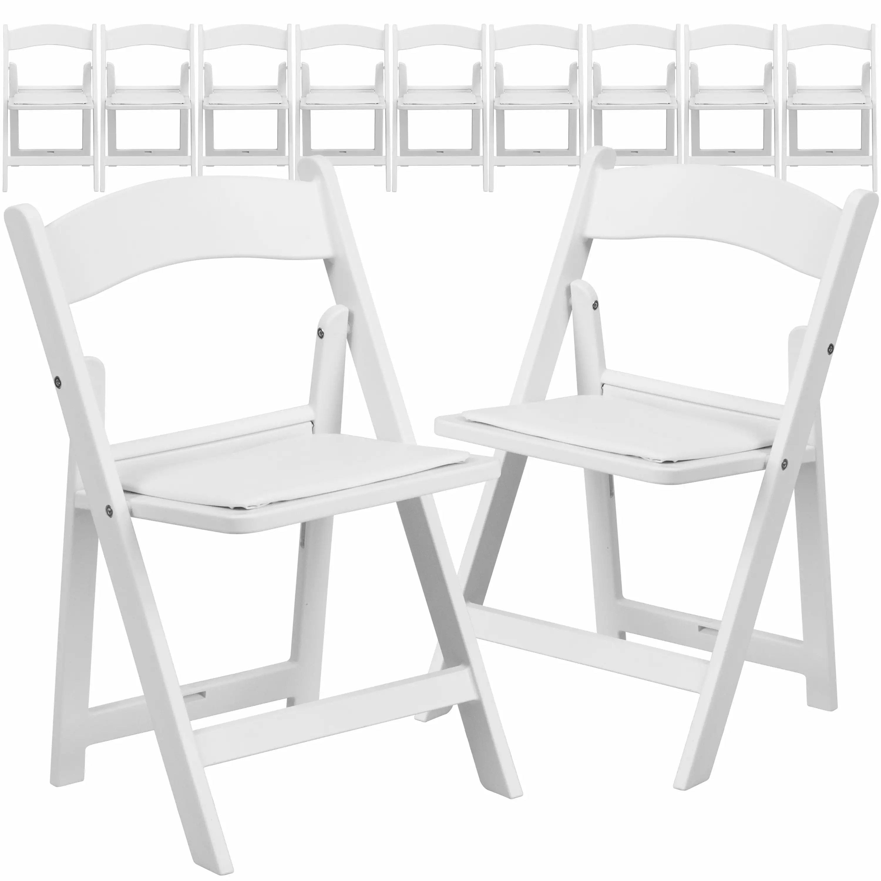 Flash Furniture HERCULES 11 Pack Kids White Resin Folding Chair with White Vinyl Padded Seat