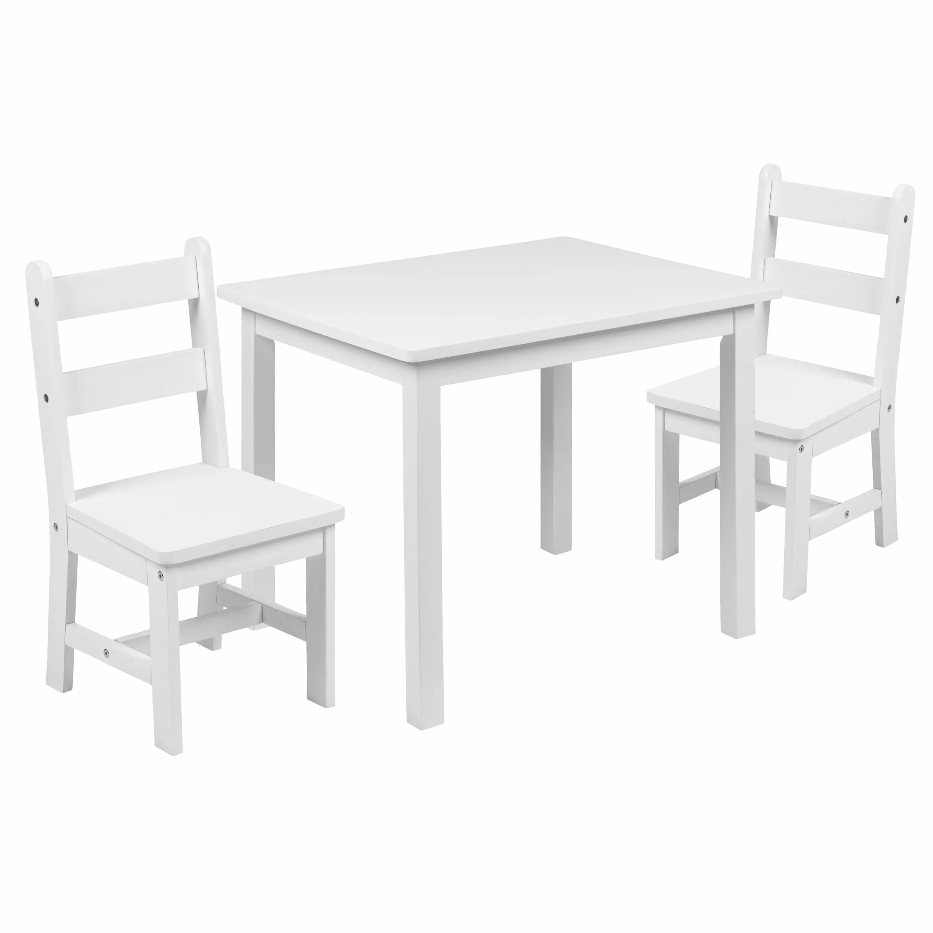 Flash Furniture Kyndl Hardwood 3 Piece Table and Chair Set. White