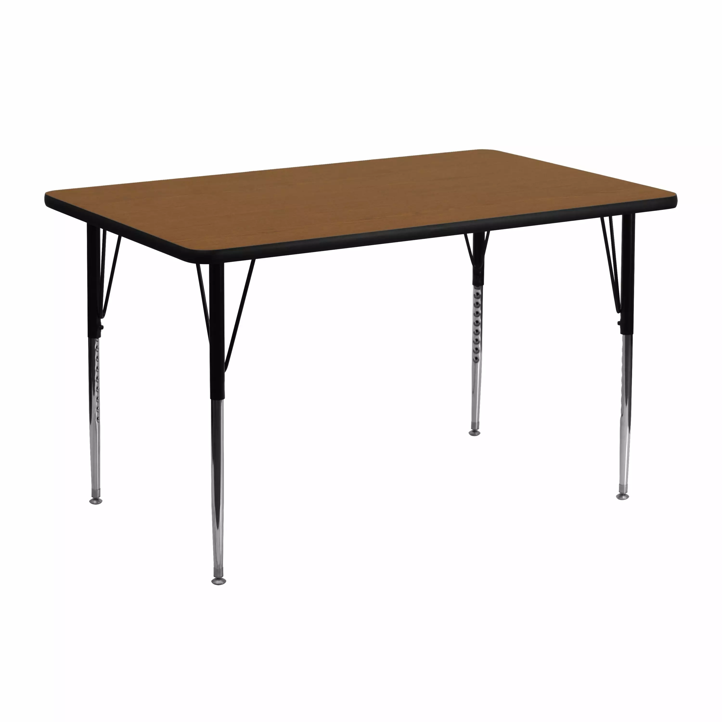 Flash Furniture Wren 24''W x 48''L Rectangular Oak HP Laminate Activity Table - Standard Height Adjustable Legs