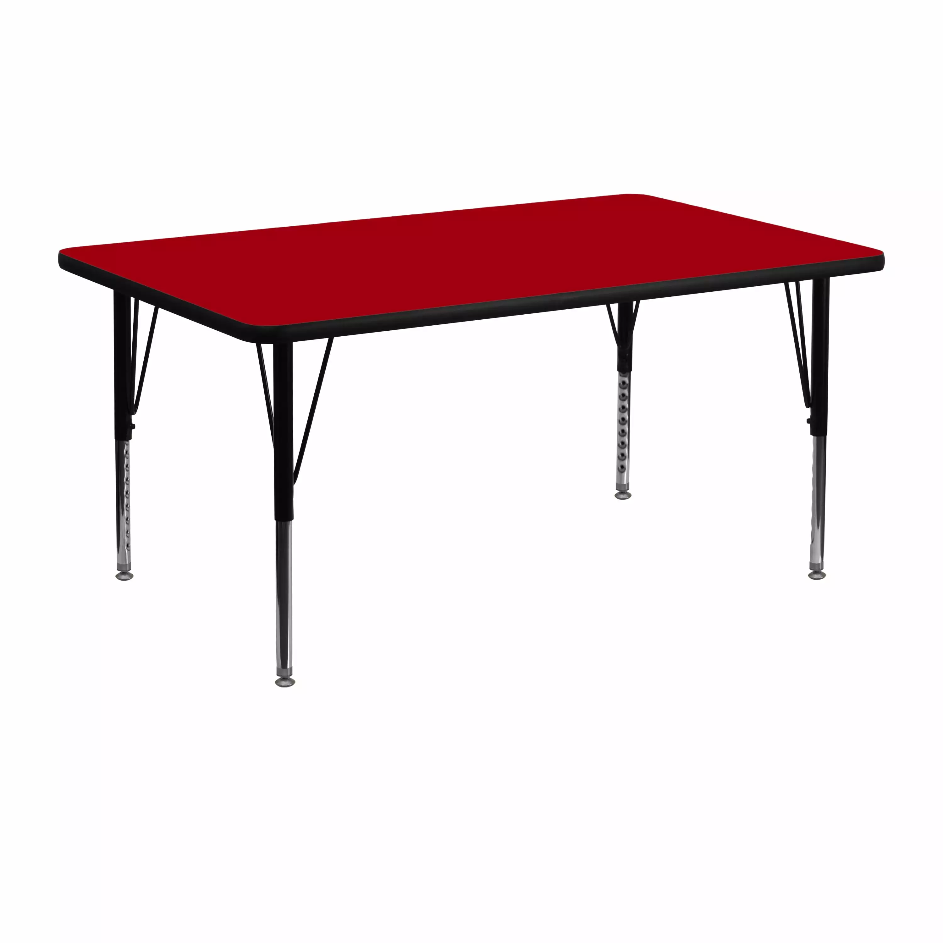 Flash Furniture Wren 24''W x 48''L Rectangular Red Thermal Laminate Activity Table - Height Adjustable Short Legs