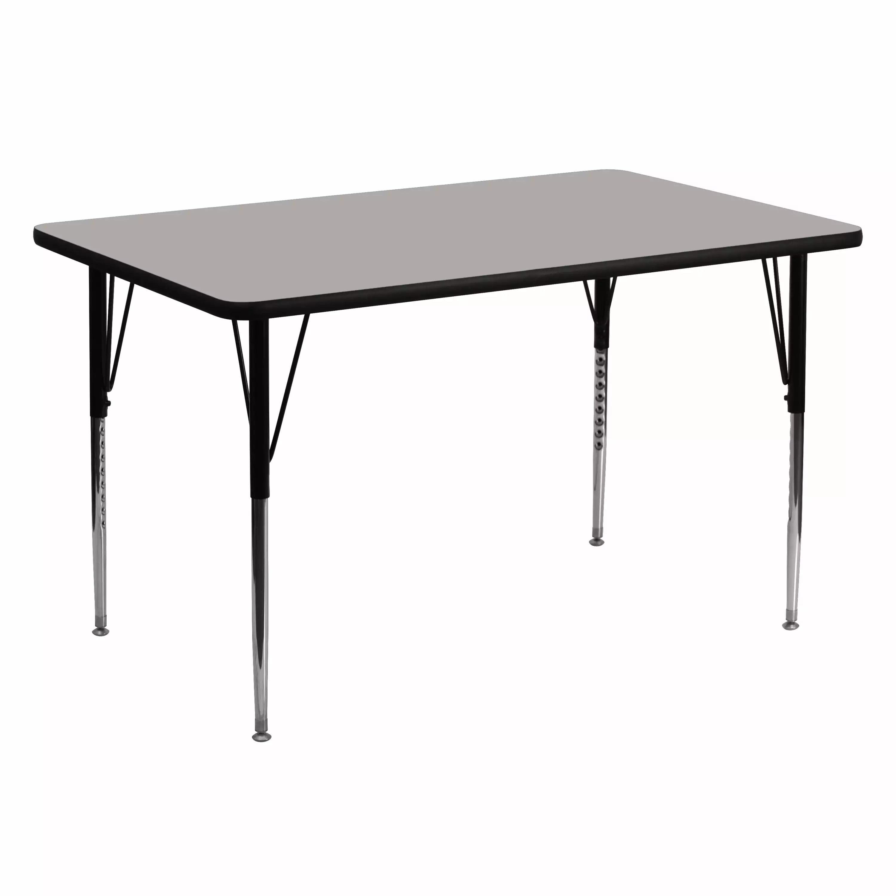 Flash Furniture Wren 30''W x 60''L Rectangular Grey HP Laminate Activity Table - Standard Height Adjustable Legs