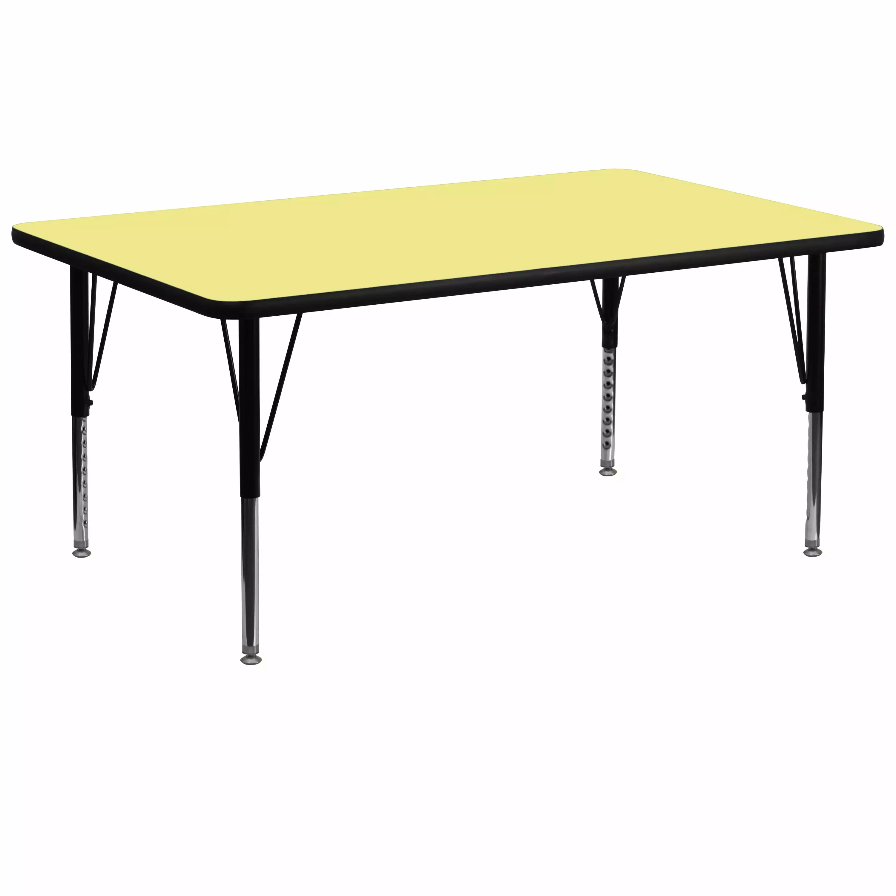 Flash Furniture Wren 30''W x 72''L Rectangular Yellow Thermal Laminate Activity Table - Height Adjustable Short Legs