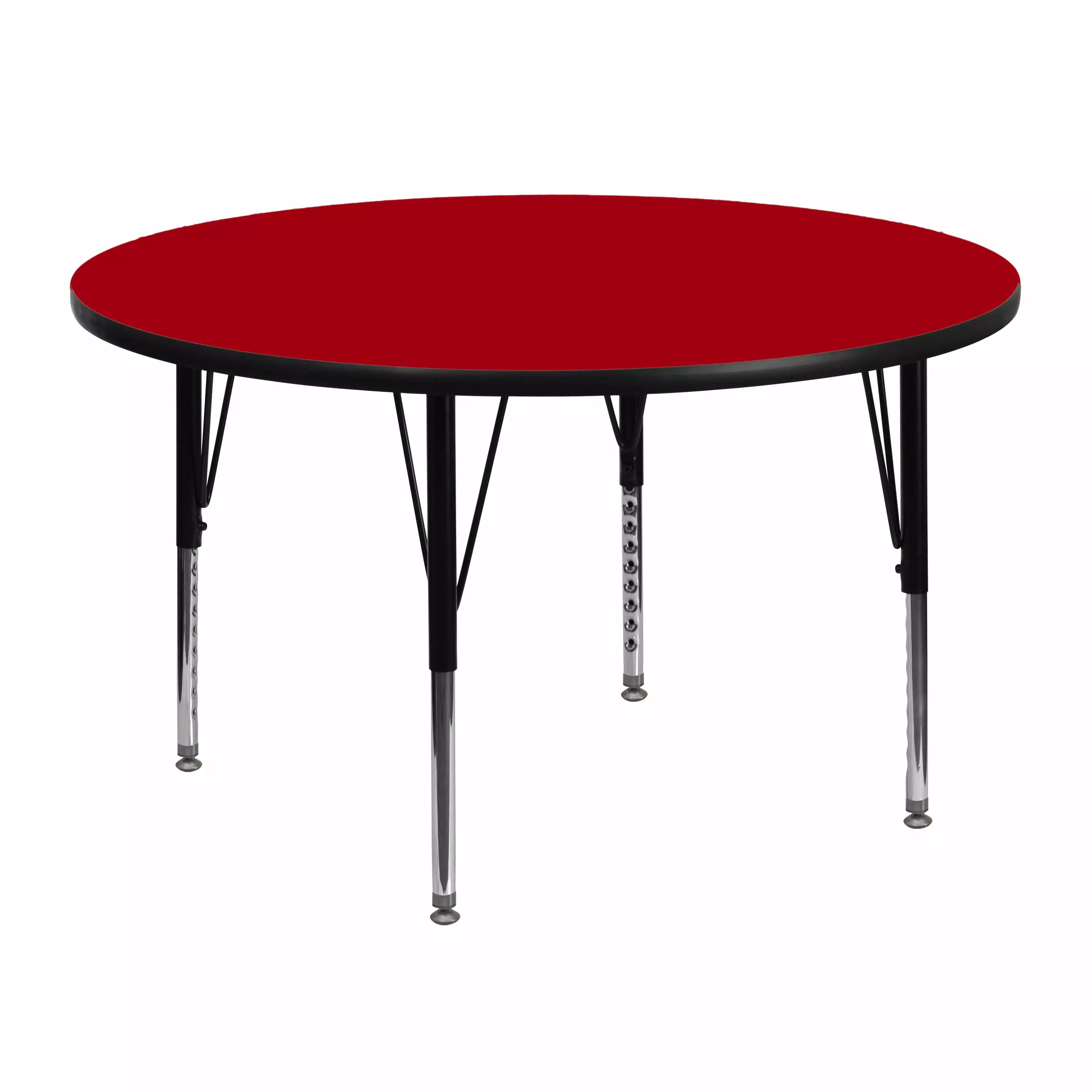 Flash Furniture 48'' Round Red Thermal Laminate Activity Table - Height Adjustable Short Legs