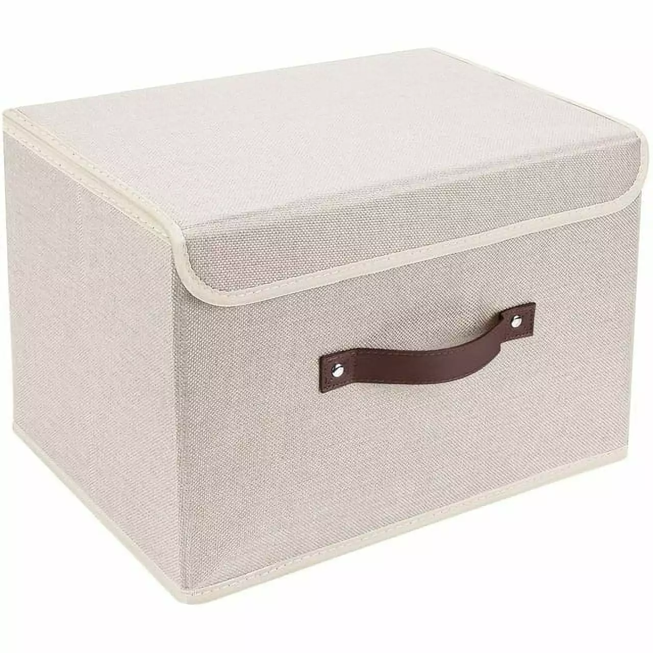 Foldable Storage Boxes with Lids.10 x 7.5 Fabric Storage Bins with Lids. Toys Organizers. Closet Organizers for Clothes Storage. Room Organization. Office Storage. Toys - (Khaki.1 Pack)