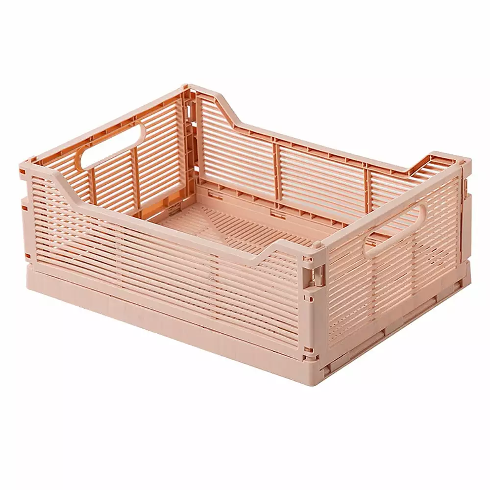 Foldable milk crate. stackable storage box. multi-purpose plastic foldable storage box. kitchen storage box. bathroom folding box. snack storage basket. toy storage basket 8.66in??5.91in??3.54in-Pink