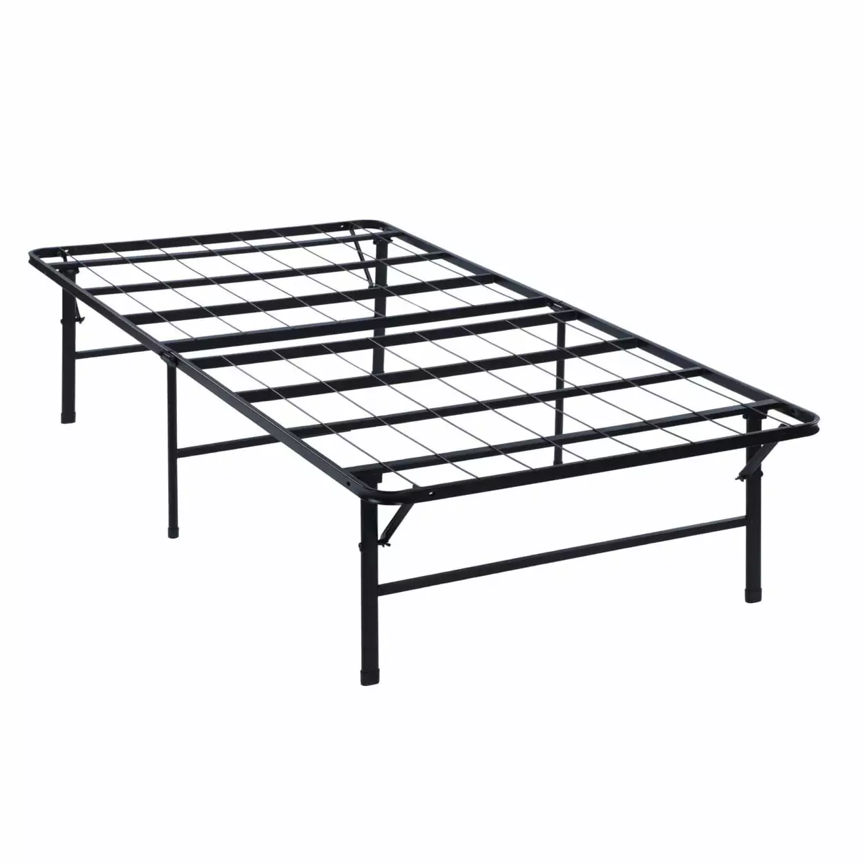 Folding Bed Frame Queen Heavy Gauge Steel Metal Underbed Space Black - Saltoro Sherpi