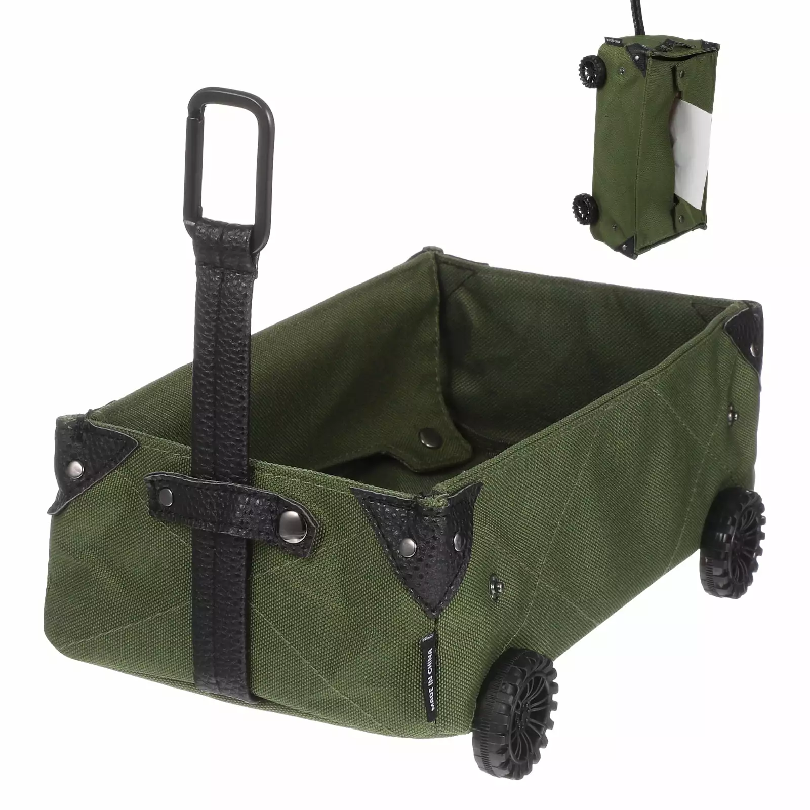 Folding Cart Tissue Box with Wheels & Handle - Outdoor Utility Wagon