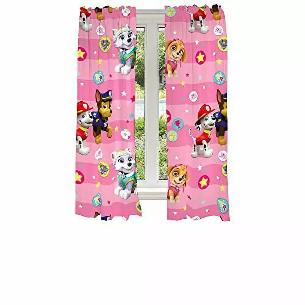 Franco Kids Room Window Curtains Drapes Set. 82 x 63. Paw Patrol Pink