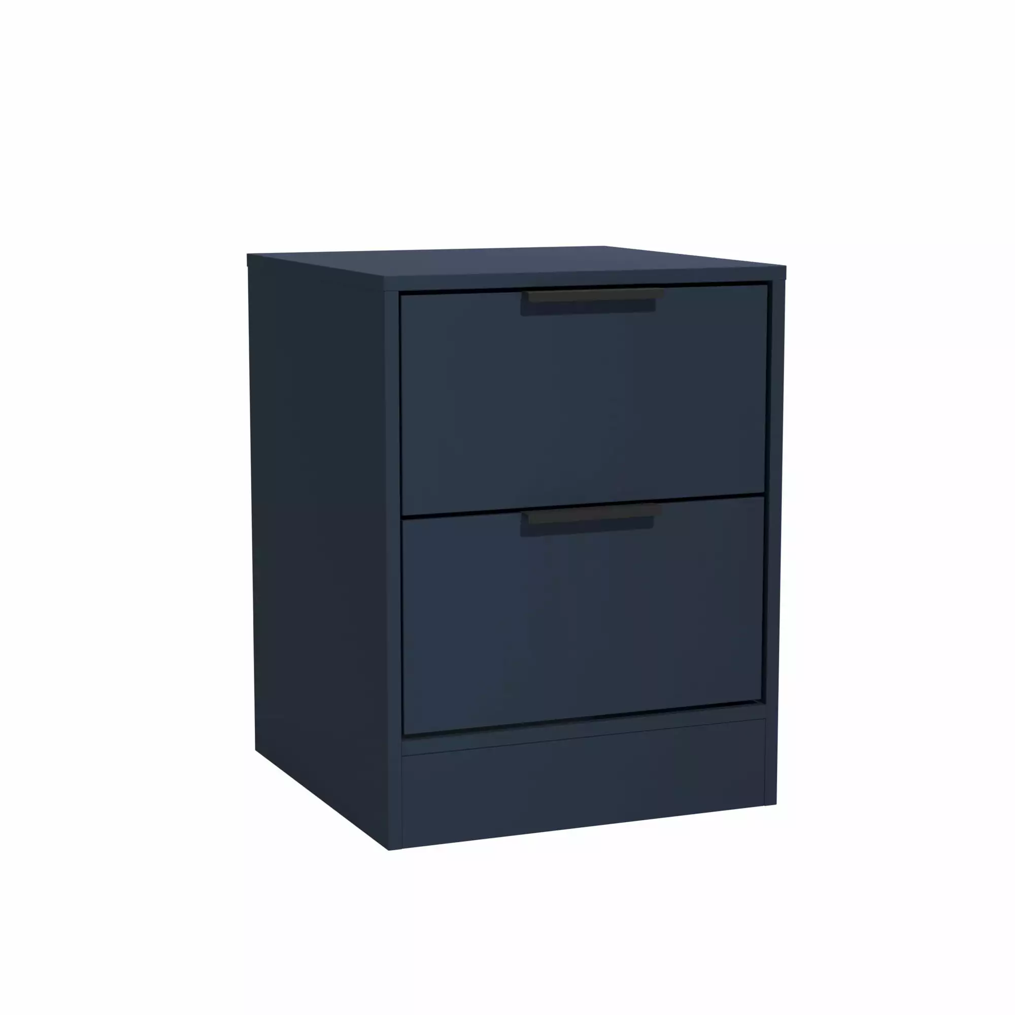 Fresno 2 Drawer Modern Nightstand. in Dark Blue Finish. for Bedroom - 22.8 H x 17.7 W x 17.7 D