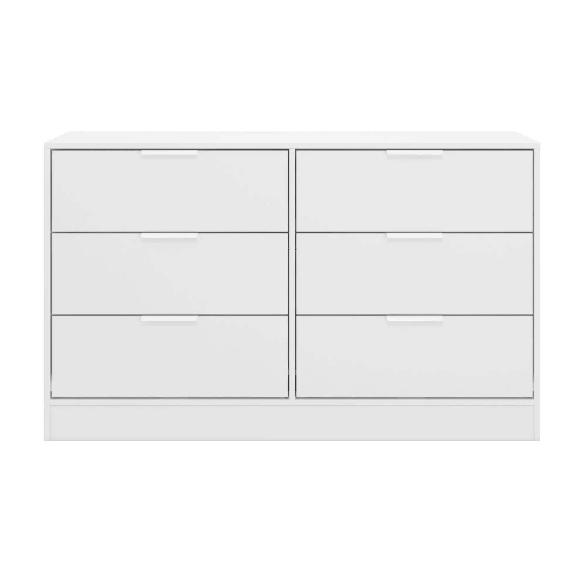 Fresno 52.7 Modern 6 Drawer Dresser in White Finish. for Bedroom - 52.7' W x 31.8 H x 17.7 D