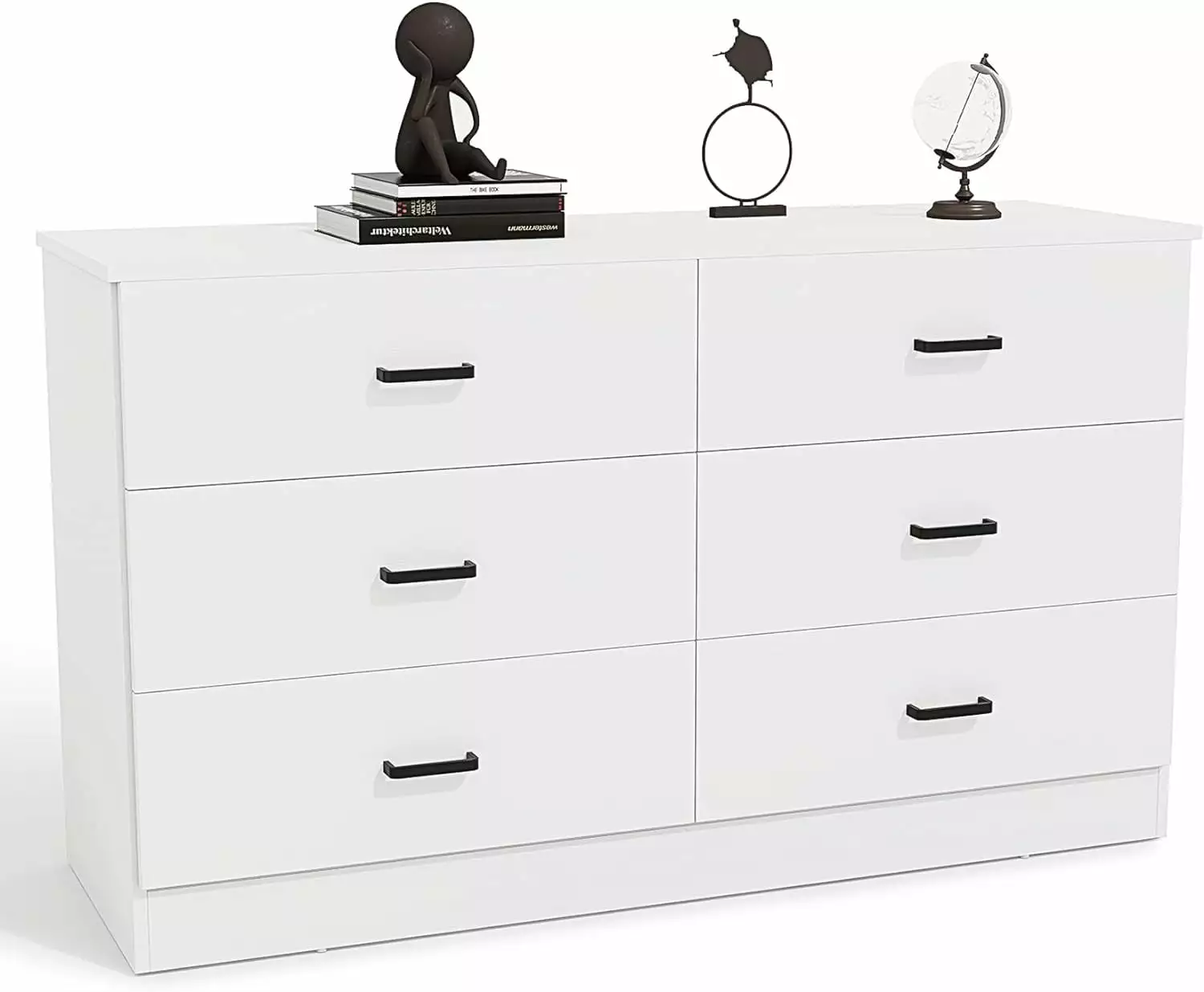 Frmobepts Wood Dresser for Bedroom. 6 Drawer Dresser. 15.8 D x 47.2 W x 27.7 H. White