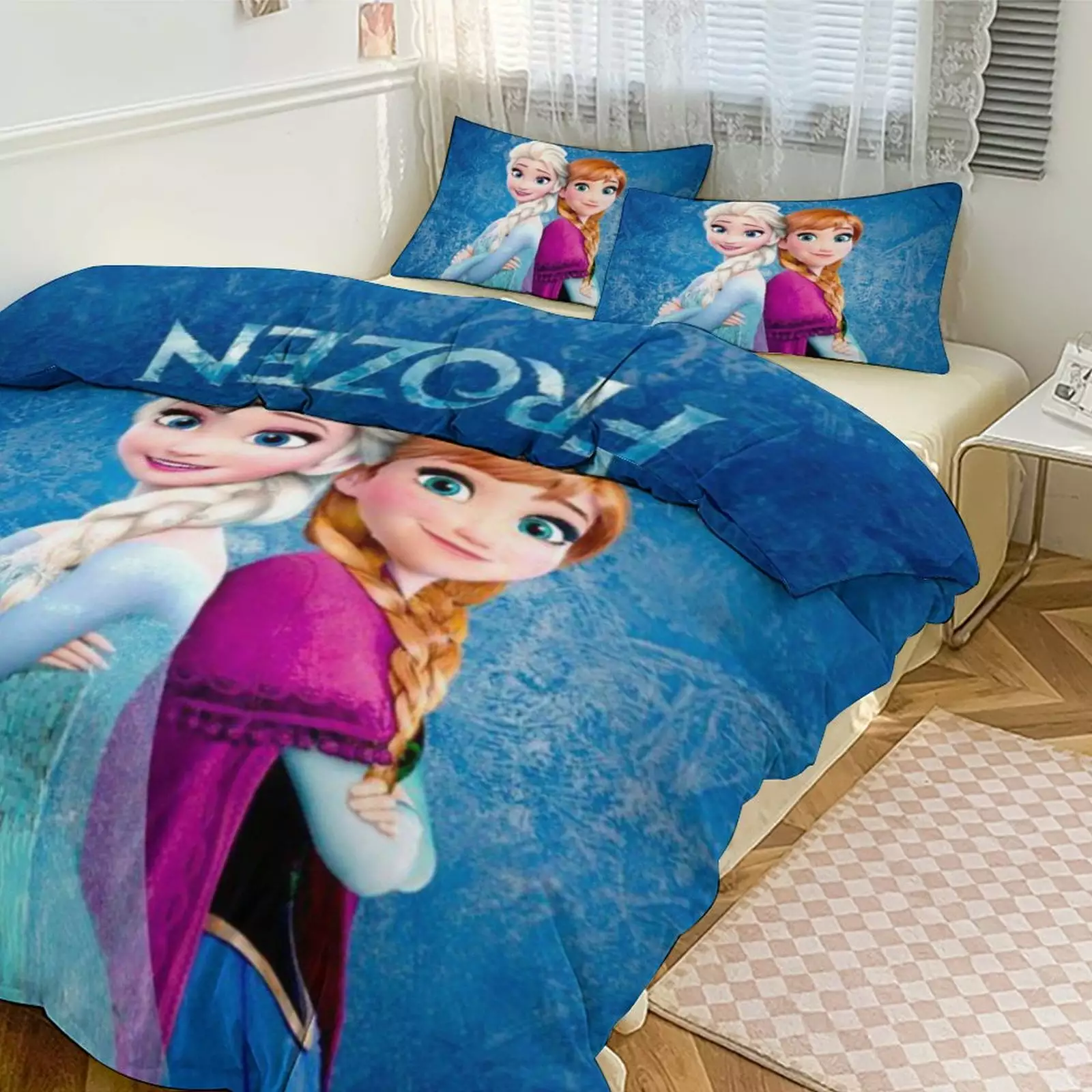 Frozen Twin.Full.Queen.King Cartoon Bedding Set Sheet Ultra Soft Microfiber Breathable Comforter Cover Sets Twin86??70