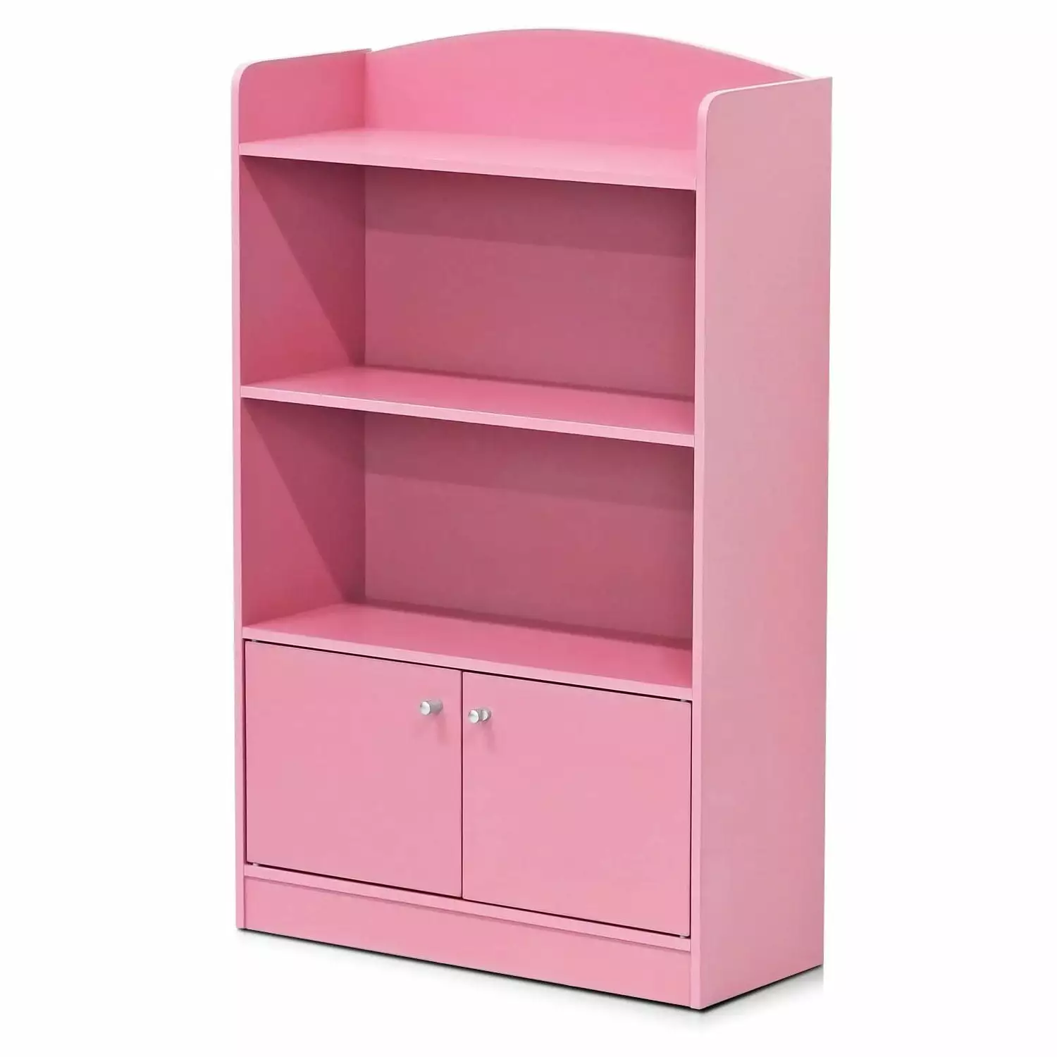 Furinno Lova Engineered Wood Bookshelf with Storage Cabinet in Pink