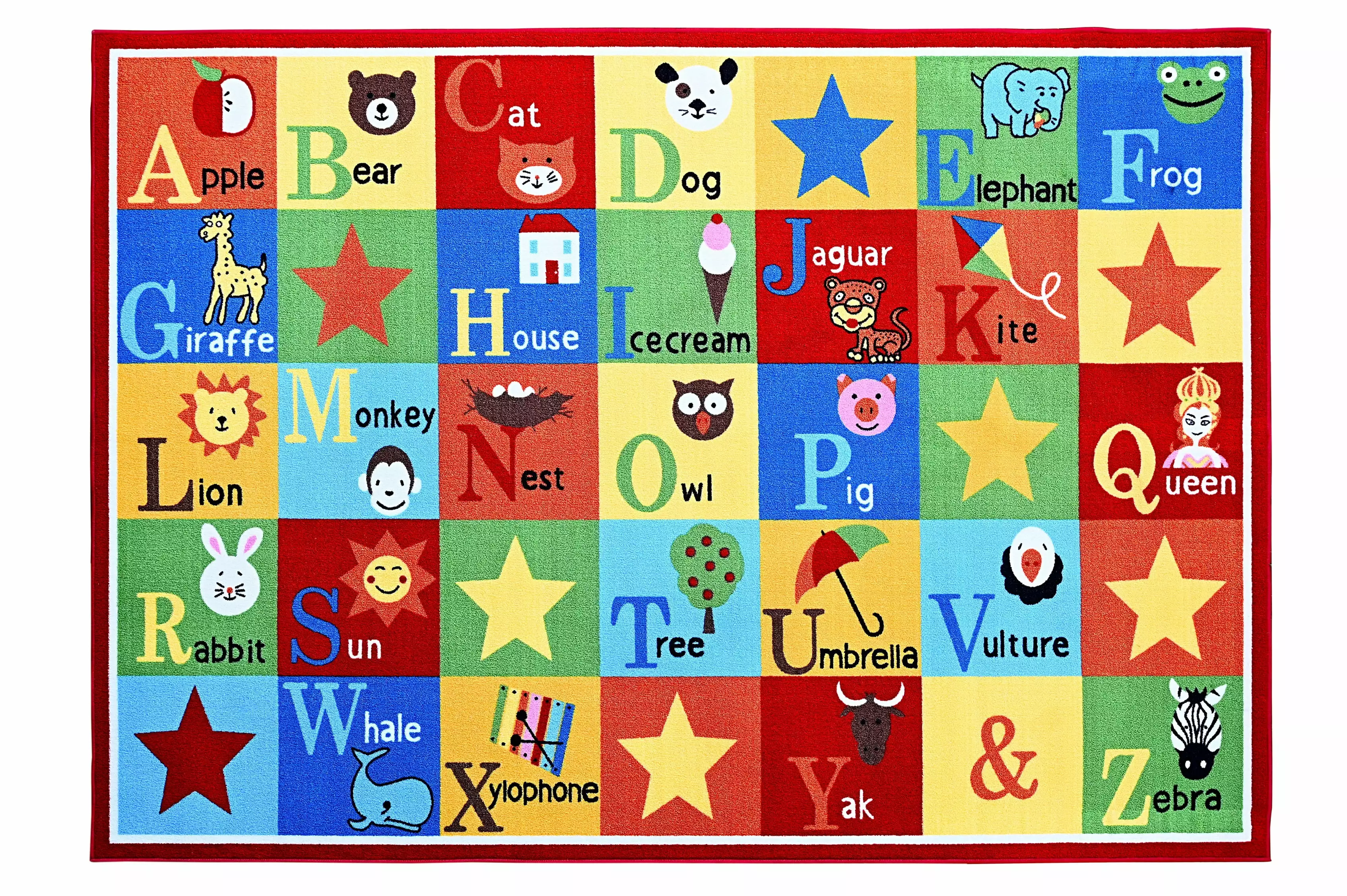 Furnish My Place 745 ABC With Animal 7'10x11' Area Rug for Kids. Educational Alphabet. Animals Children Rug. Anti-Skid Rubber Backing. Multicolor