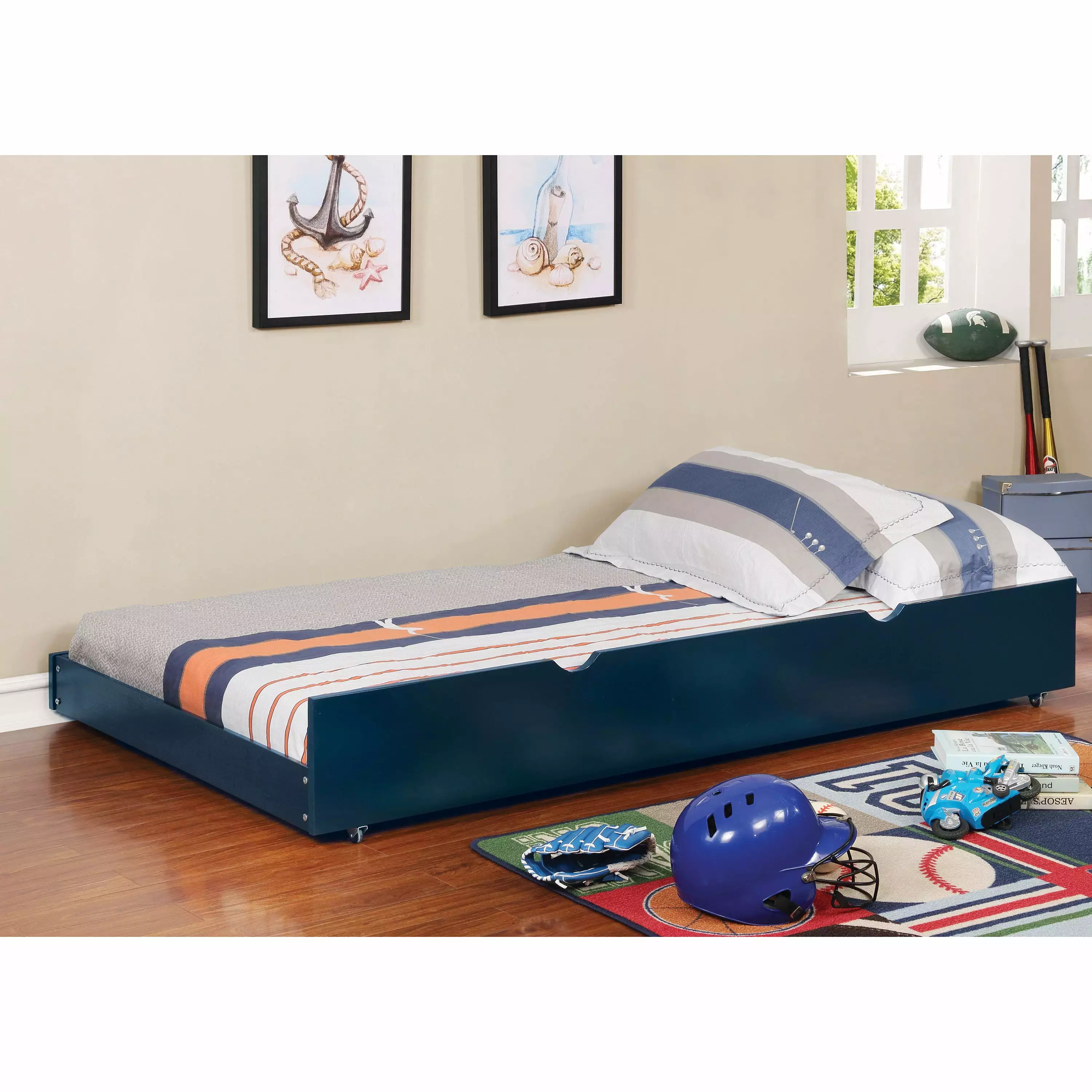 Furniture of America Cindy Lou Wood Blue Twin Kids Trundle