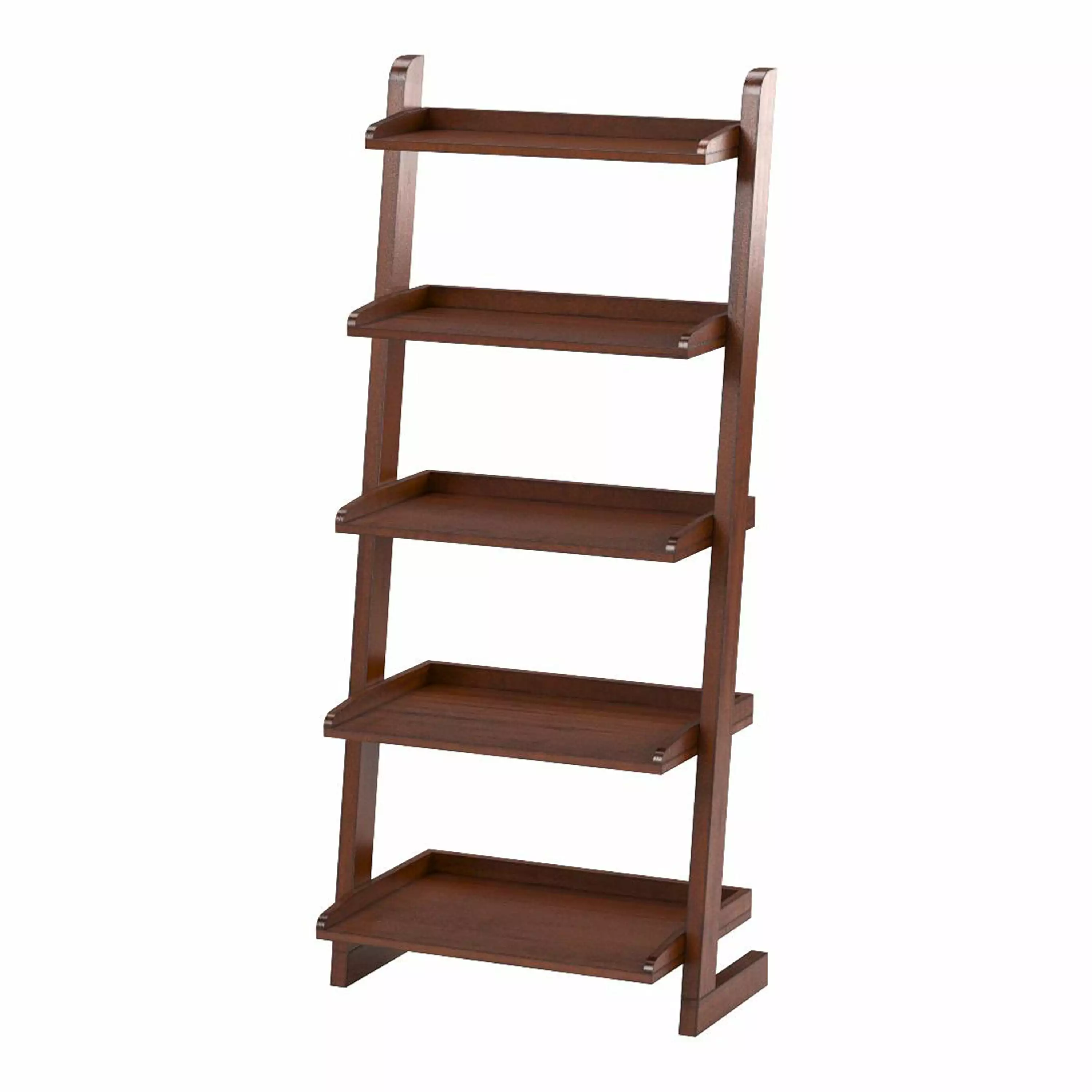 Furniture of America Carley 5-Shelf Ladder Leaning Bookcase. Antique Oak