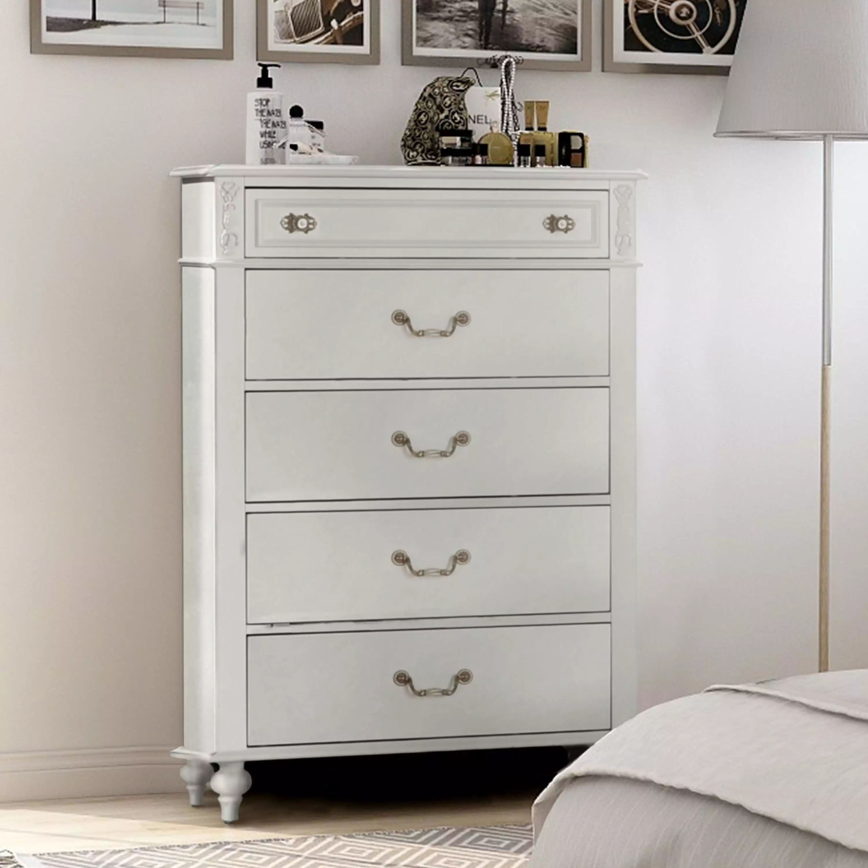 Furniture of America Kylee 5-Drawer Wood White Kids Chest