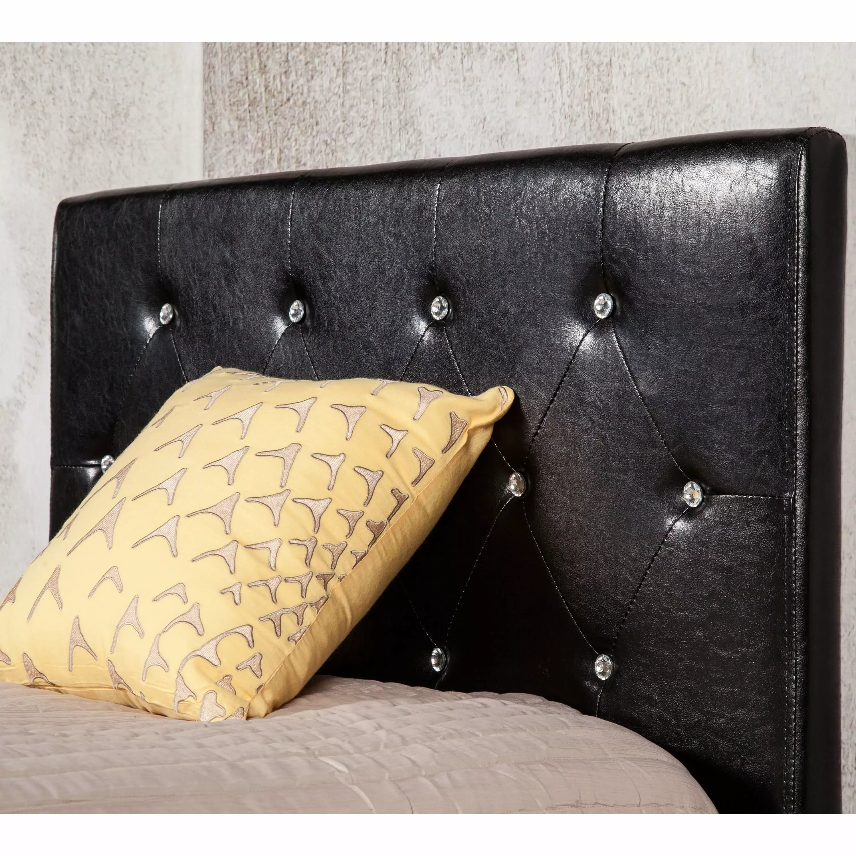 Furniture of America Manizales Tufted Faux Leather Black Twin Kids Headboard