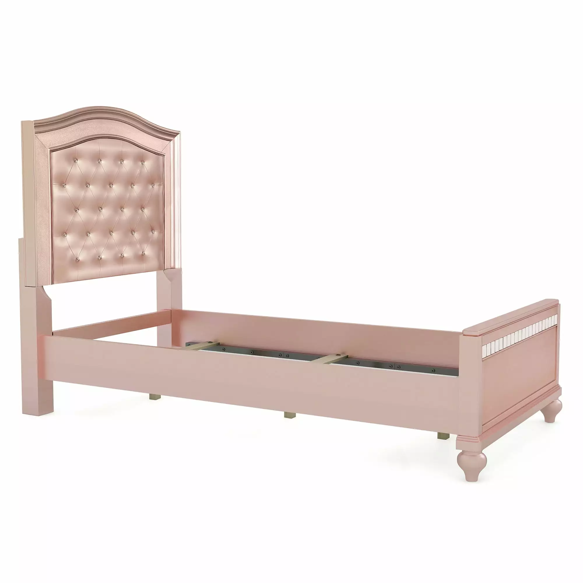 Furniture of America Mikke Tufted Panel Rose Gold Twin Kids Bed