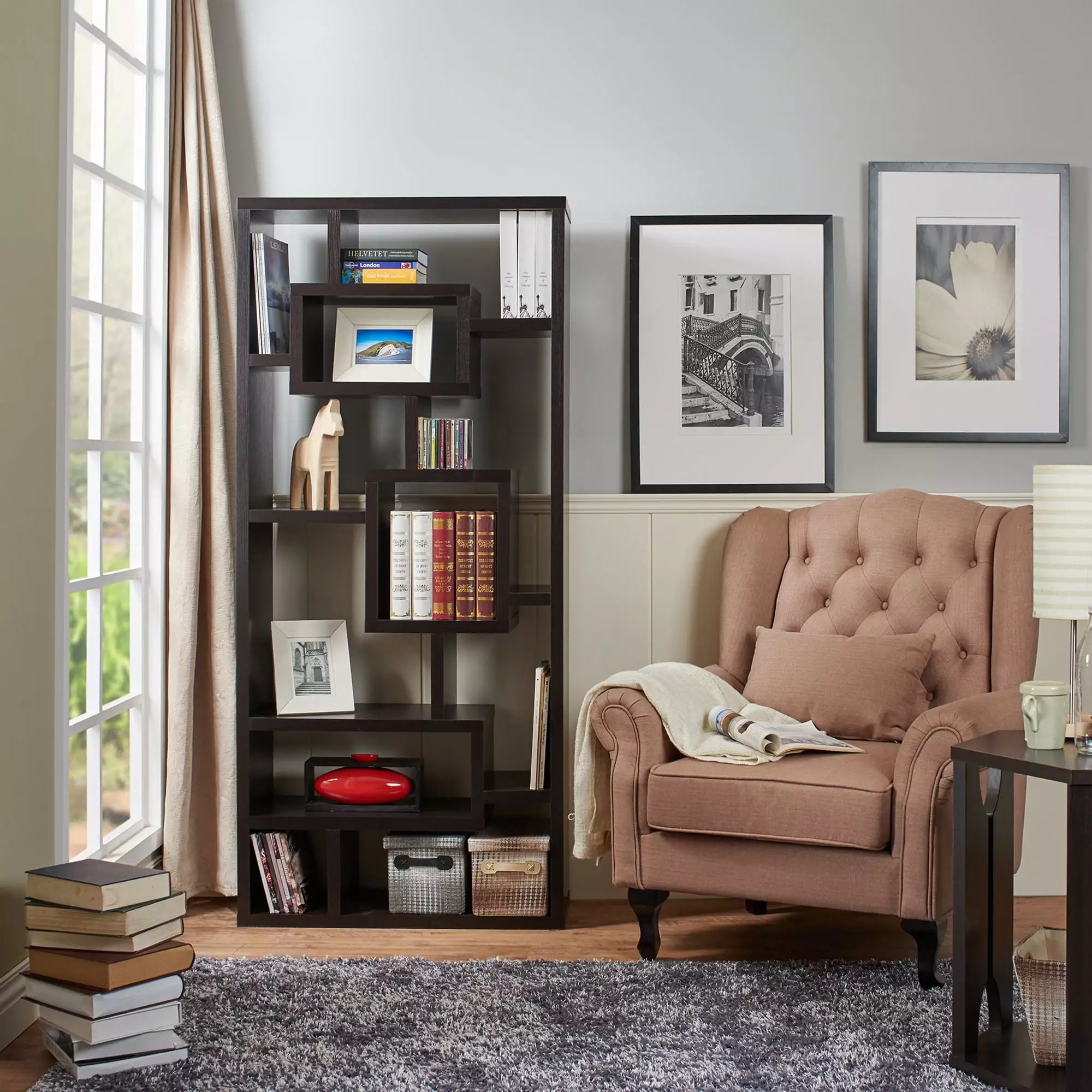 Furniture of America Omers Open-Back Bookcase. Cappuccino