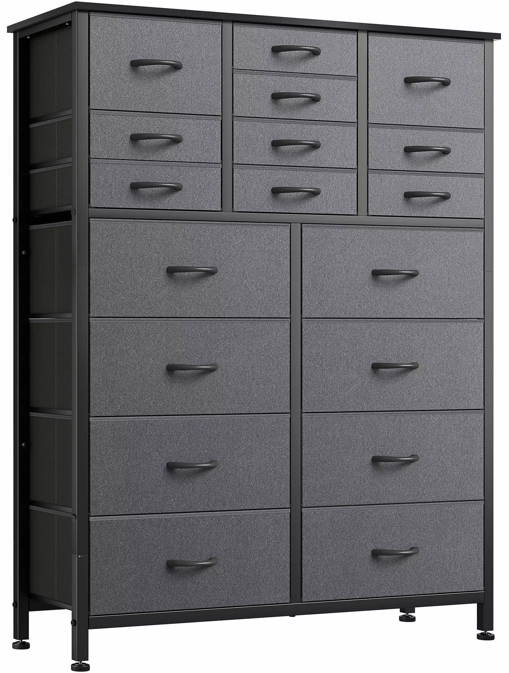 GIKPAL Dressers for Bedroom. Chest of Drawers Dresser with 18 Drawers Fabric Tall Dresser. Steel Frame Wooden Top. Gray