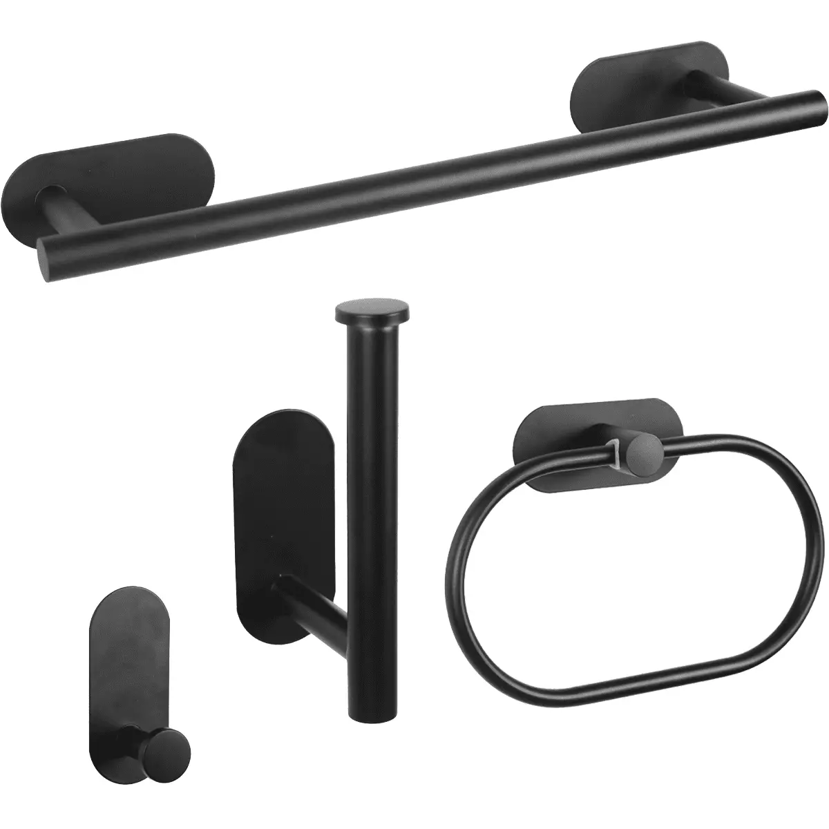 GYTF Matte Black Bathroom Hardware Set 4 Pieces.Bathroom Towel Rack Set.Towel Bar Set Stainless Steel Wall Mounted.Includes Hand Towel Bar.Towel Ring.Towel Hooks.Toilet Paper Holder