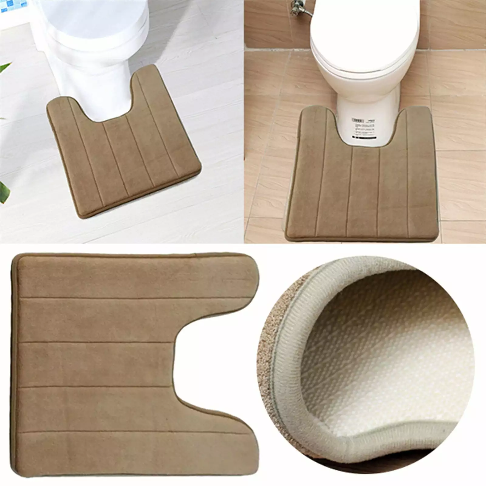 GZHCGSM Bedroom Rug Coral Velvet Slow U Shaped Memory Cotton Floor Mat Bathroom Anti Toilet Seat Mat Door Mat Toilet Anti Mat for Kids Room