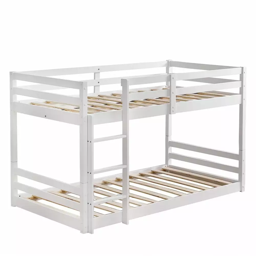 GZXS Twin Size Bunk Bed. Detachable Wood Bunk Bed. Can be Divided into 2 Beds. White