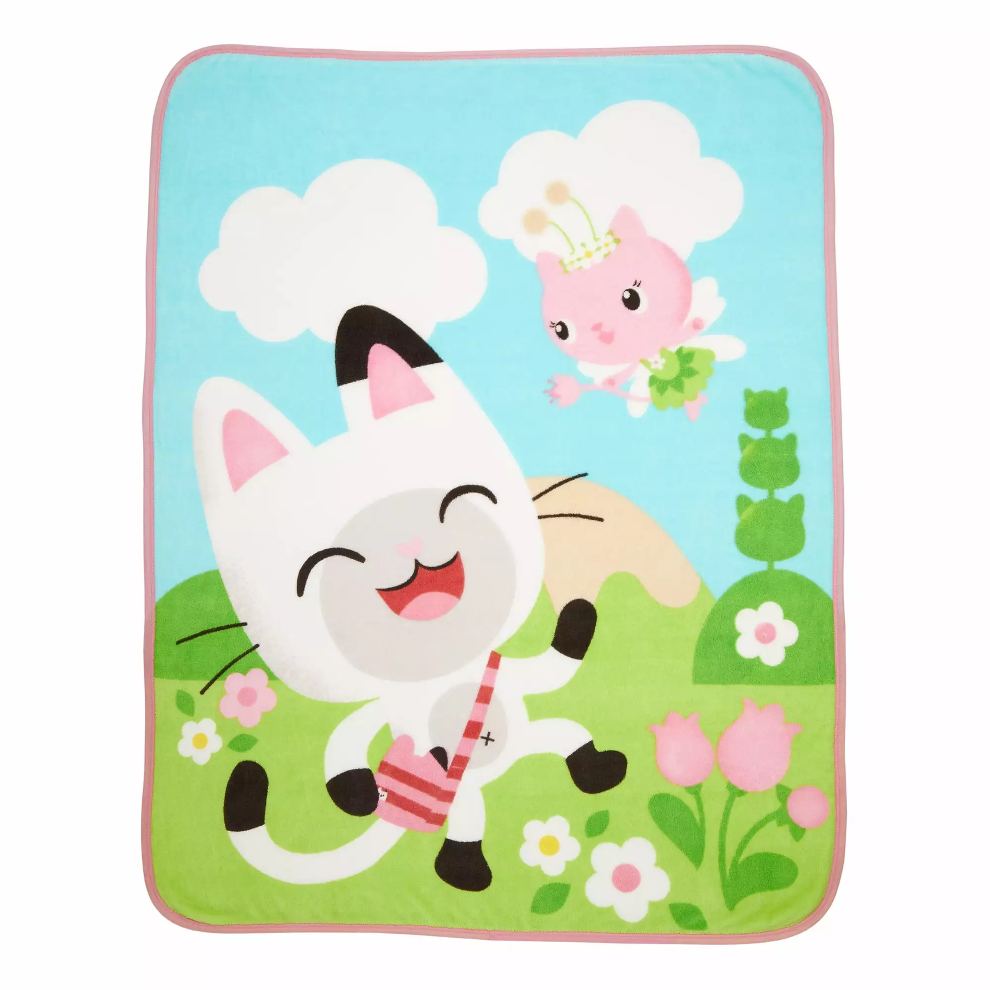 Gabby's Dollhouse Kids Fleece Throw Blanket. 46 x 60. Blue and Green. DreamWorks