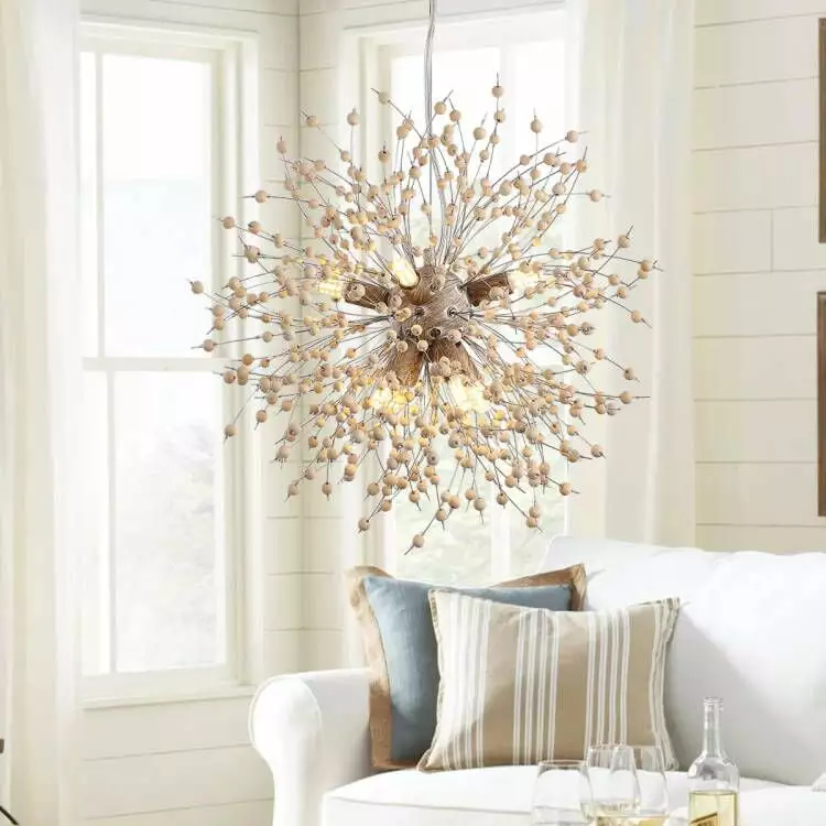 Garwarm Firework Chandeliers Lamp. Modern Sputnik Chandelier Pendant Lighting. 8-Lights Dandelion Ceiling Hanging Light Fixture for Living Room Dining Room Bedroom Kitchen Foyer(G9 Bulb Base)