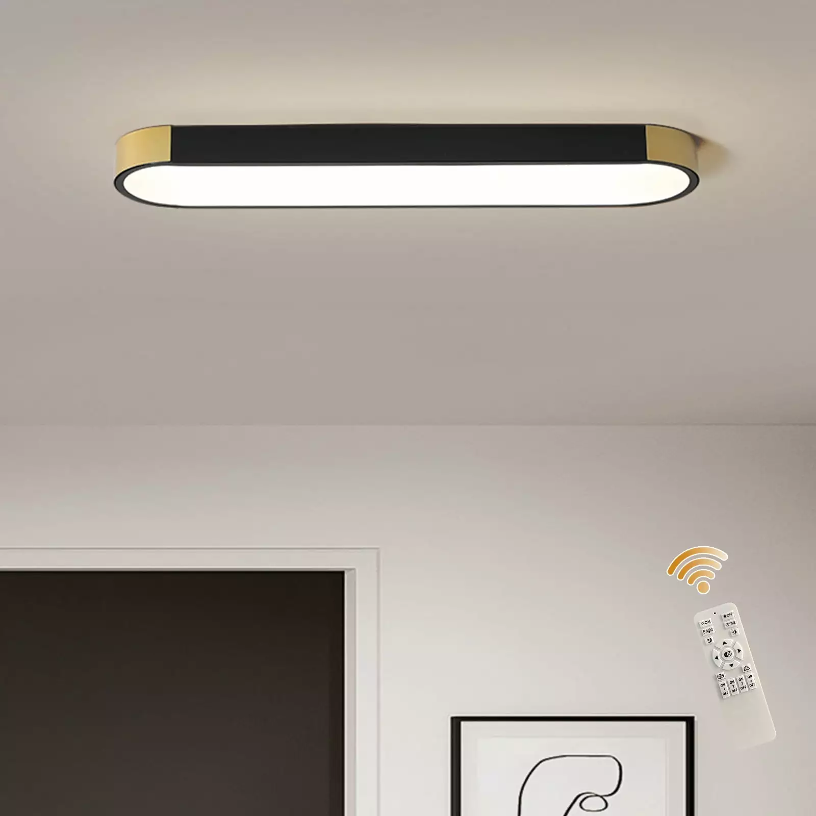 Garwarm Modern LED Flush Mount Ceiling Lights Dimmable LED Ceiling Lamp with Remote Control Acrylic Linear Ceiling Lighting Fixtures for Living Room Kitchen Dining Room Bedroom (3000K-6500K)