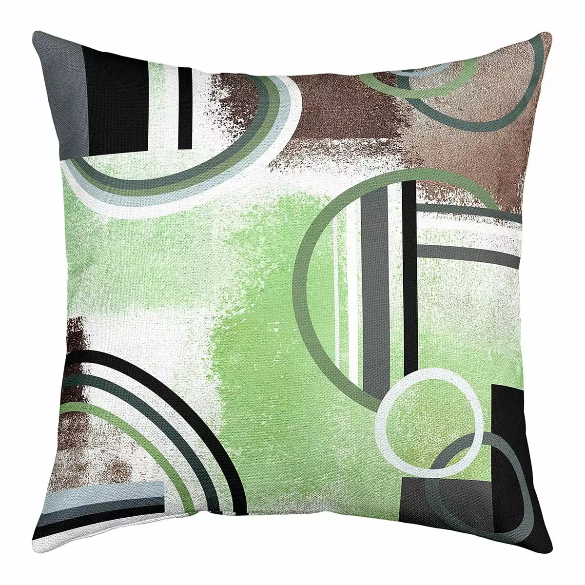 Geometric Swirls Throw Pillow Cover 18x18 Inch.Mint Green Brown Grey Decorative Square Pillow Case.Grunge Geometry Pillow Cover.Modern Watercolor Oil Painting Cushion Cover Bedroom Decor