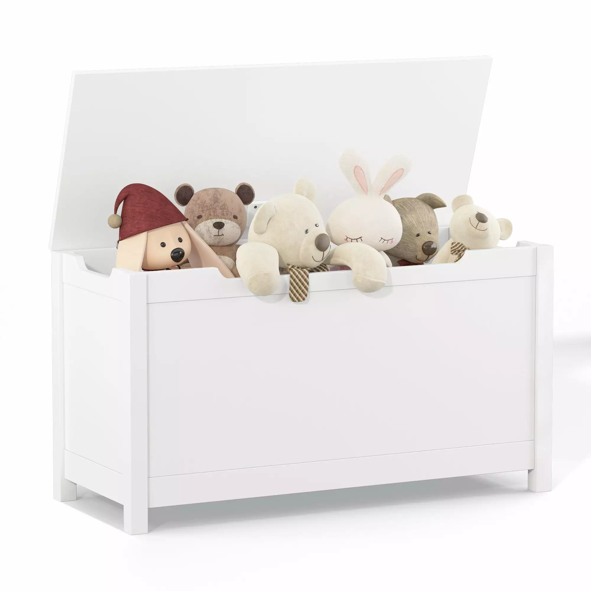 Gewnee Kids Toy Box Organizer.Wooden Storage Chest with Safety Hinge Lid for Kid's Room.White