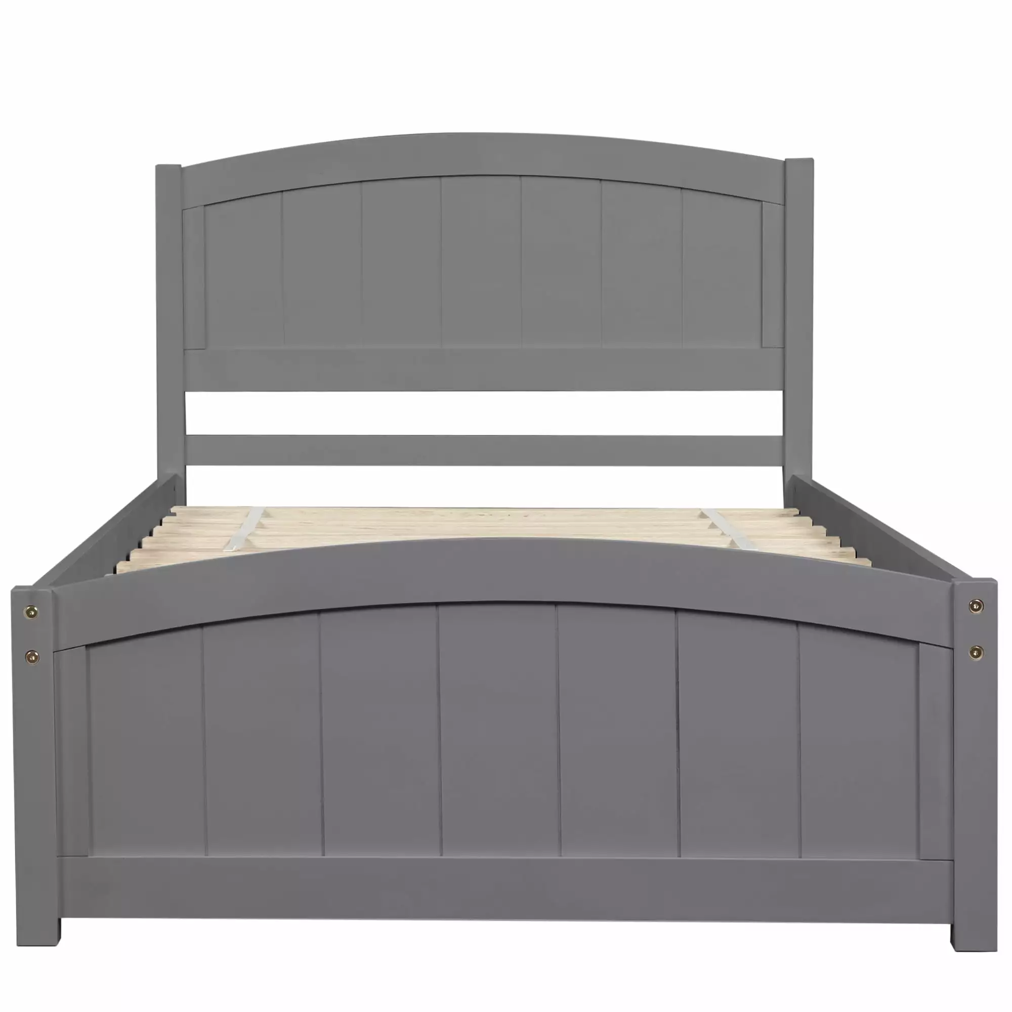 Gewnee Pine Wood Twin Size Platfrom Bed Frames with Headboard for Kids Adults.Gray