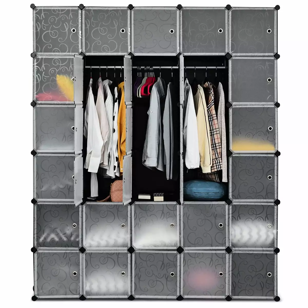 Giantex 30 Cube Storage Organizer. Cube Closet Storage Shelves. DIY Plastic PP Closet Cabinet. Modular Bookcase. Large Storage Shelving with Doors for Bedroom. Living Room. Office