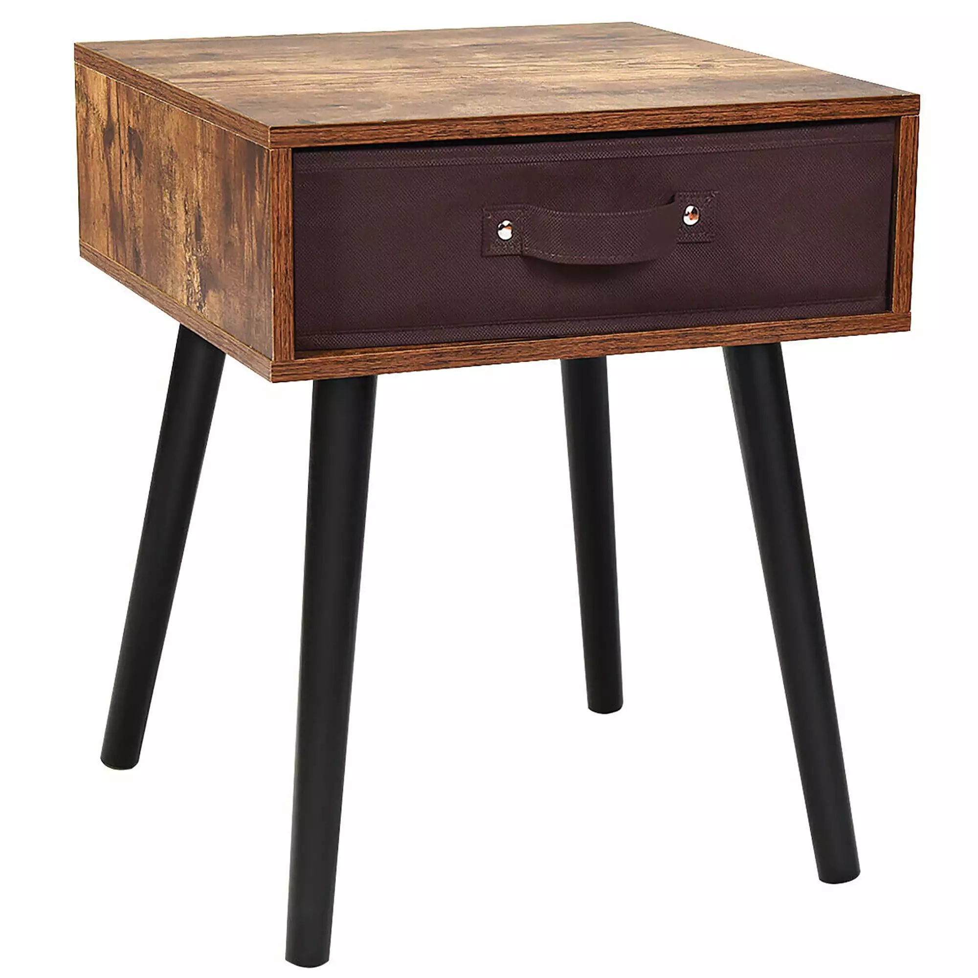 Giantex End Table. Accent Bedside Table W/ 1 Removable Fabric Drawer. ultipurpose for Living Room. Bedroom. Sofa Side Small Space Nightstand. Brown