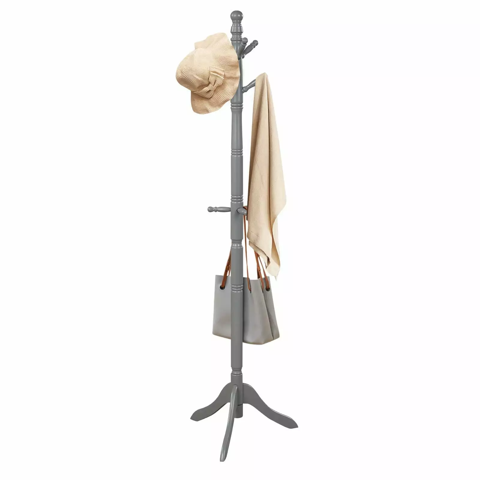 Giantex Free Standing Coat Rack. Hall Tree w/2 Adjustable Height & 9 Hooks. Wooden Hat Hanger for Office. Home. Hallway. Bedroom. Entryway. Grey