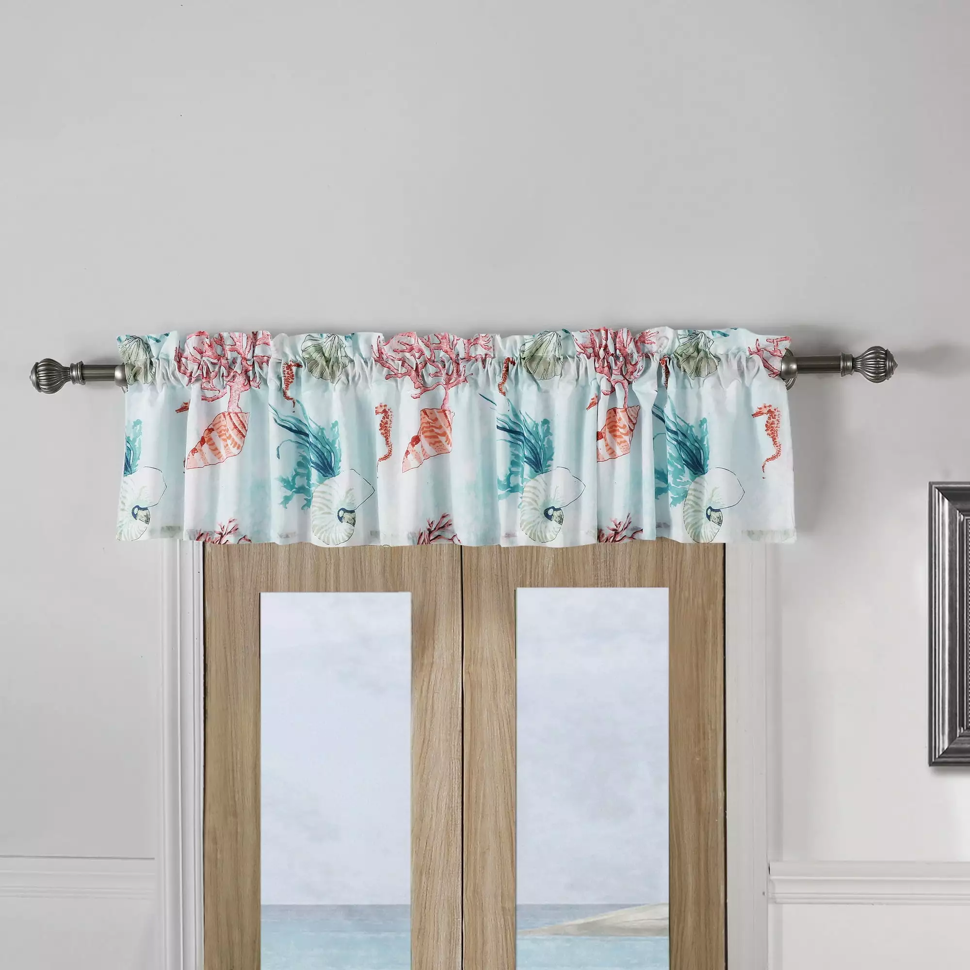 Global Trends Seaside Coastal Seashell and Seahorse Window Valance. 84 W x 16 L inches